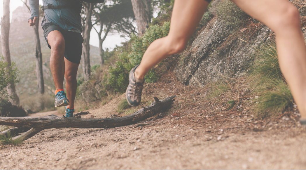 trail running with gel in reusable food pouch