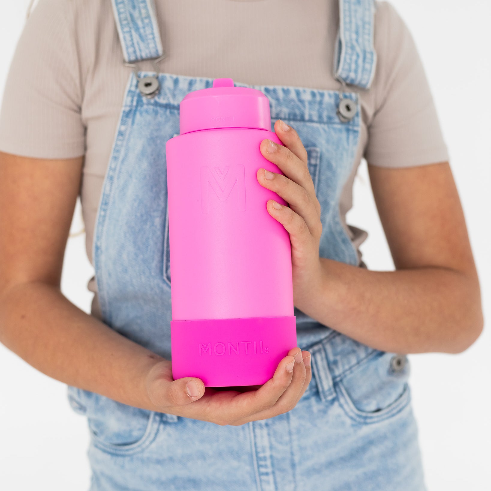 Pink Large 1 litre drink bottle and lid from MontiiCo