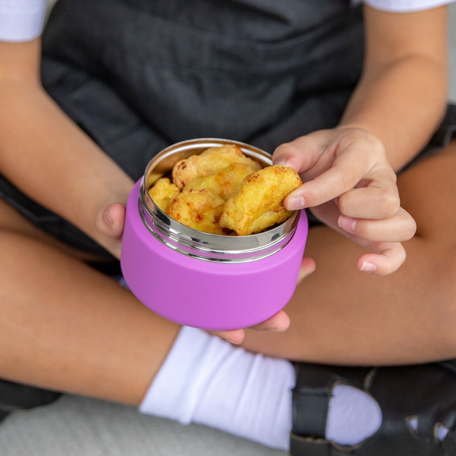 fuchsia pink purple mini insulated food jar