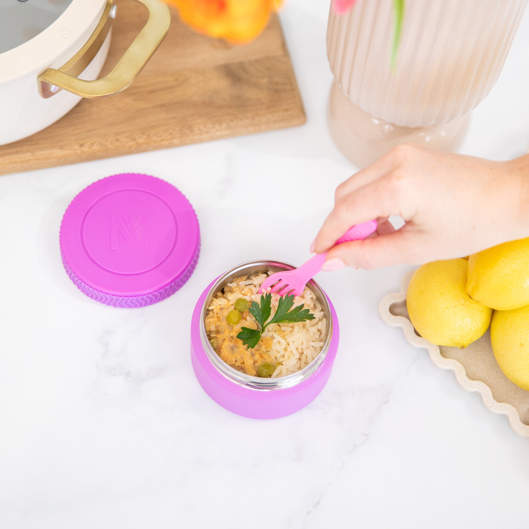 Fuchsia pink insulated mini food jar