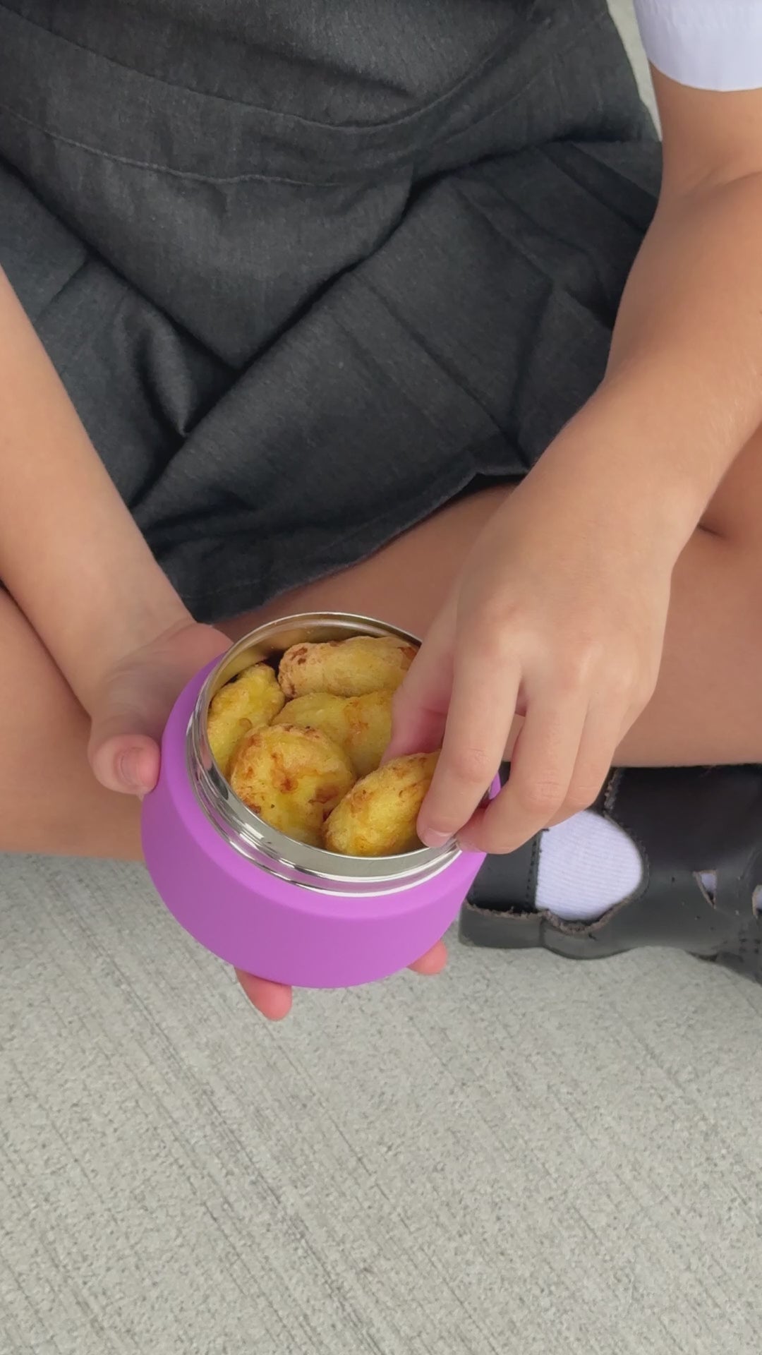 fuchsia pink purple mini insulated food jar