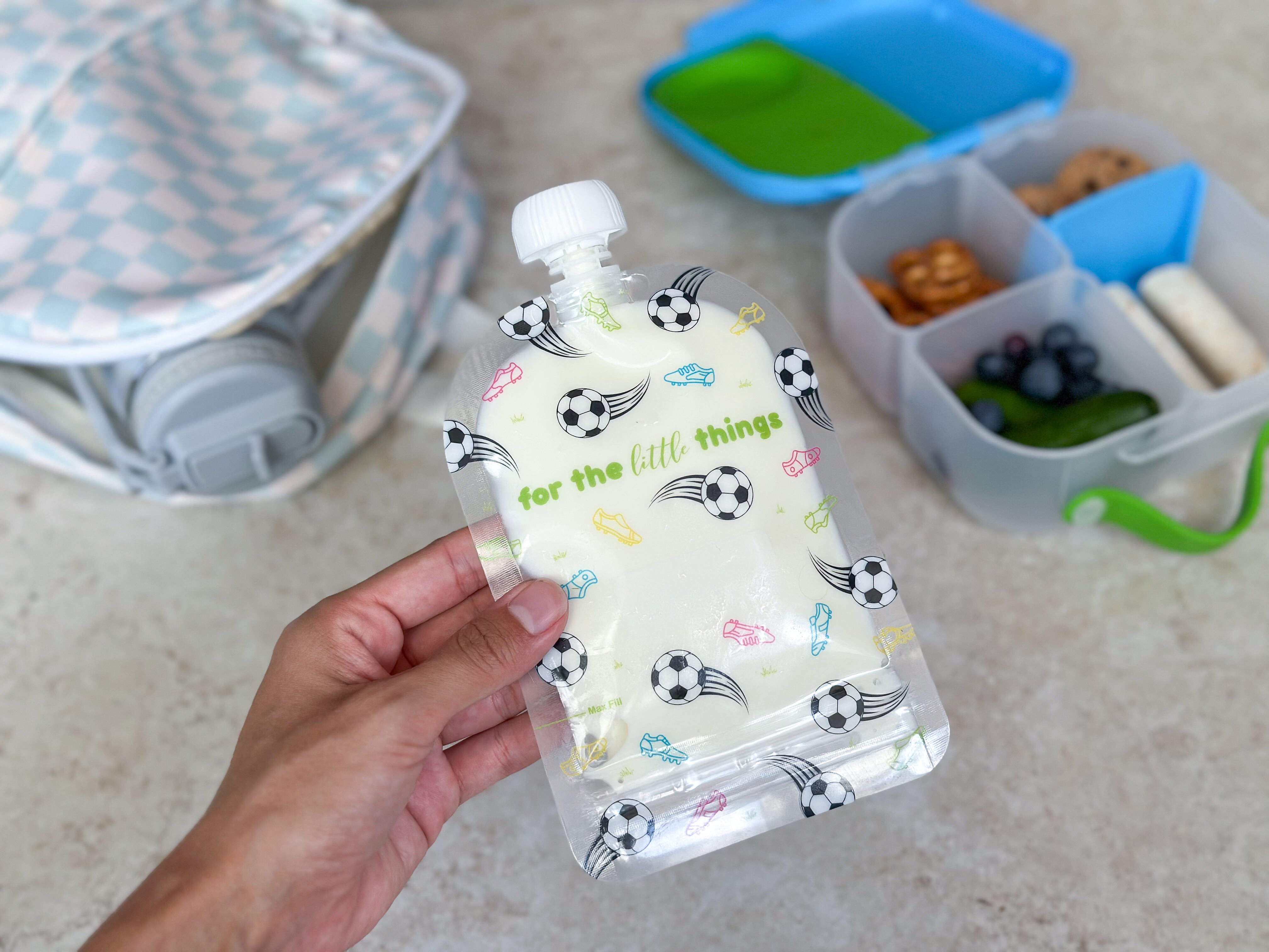 reusable yoghurt and food pouch