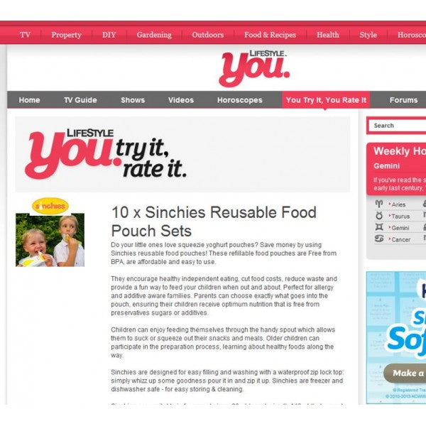 Sinchies Reusable Food Pouches on TV: Lifestyle You