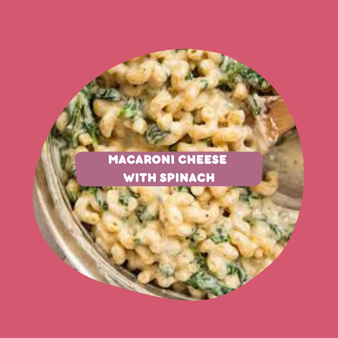 Macaroni with cheese and spinach