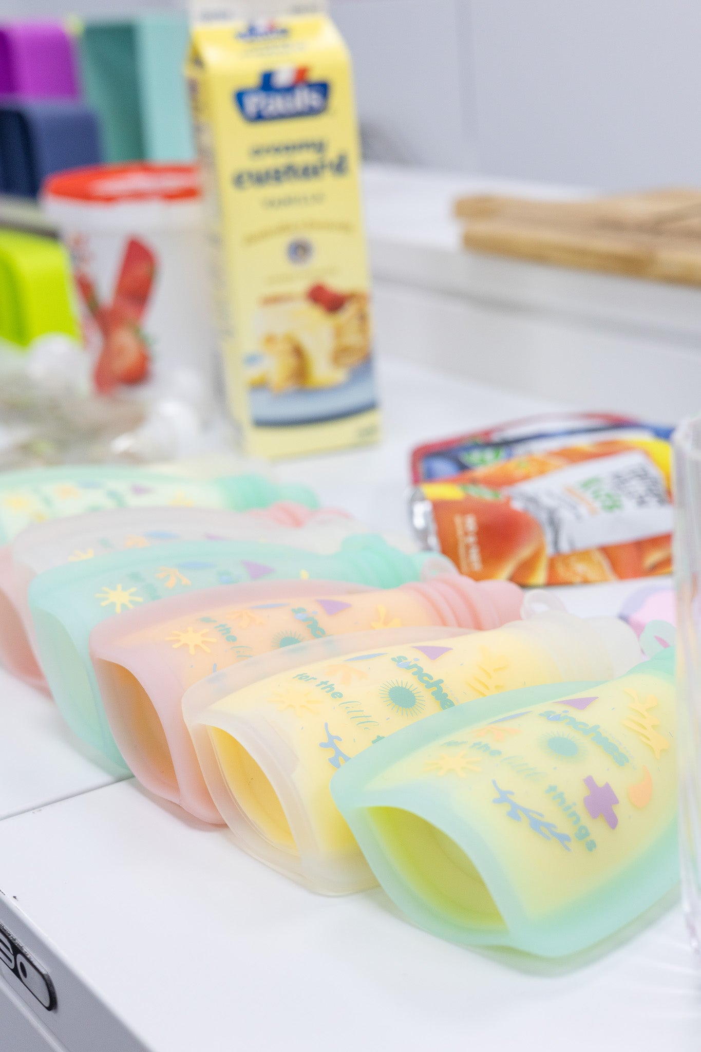 Colourful sinchies squeezy pouches