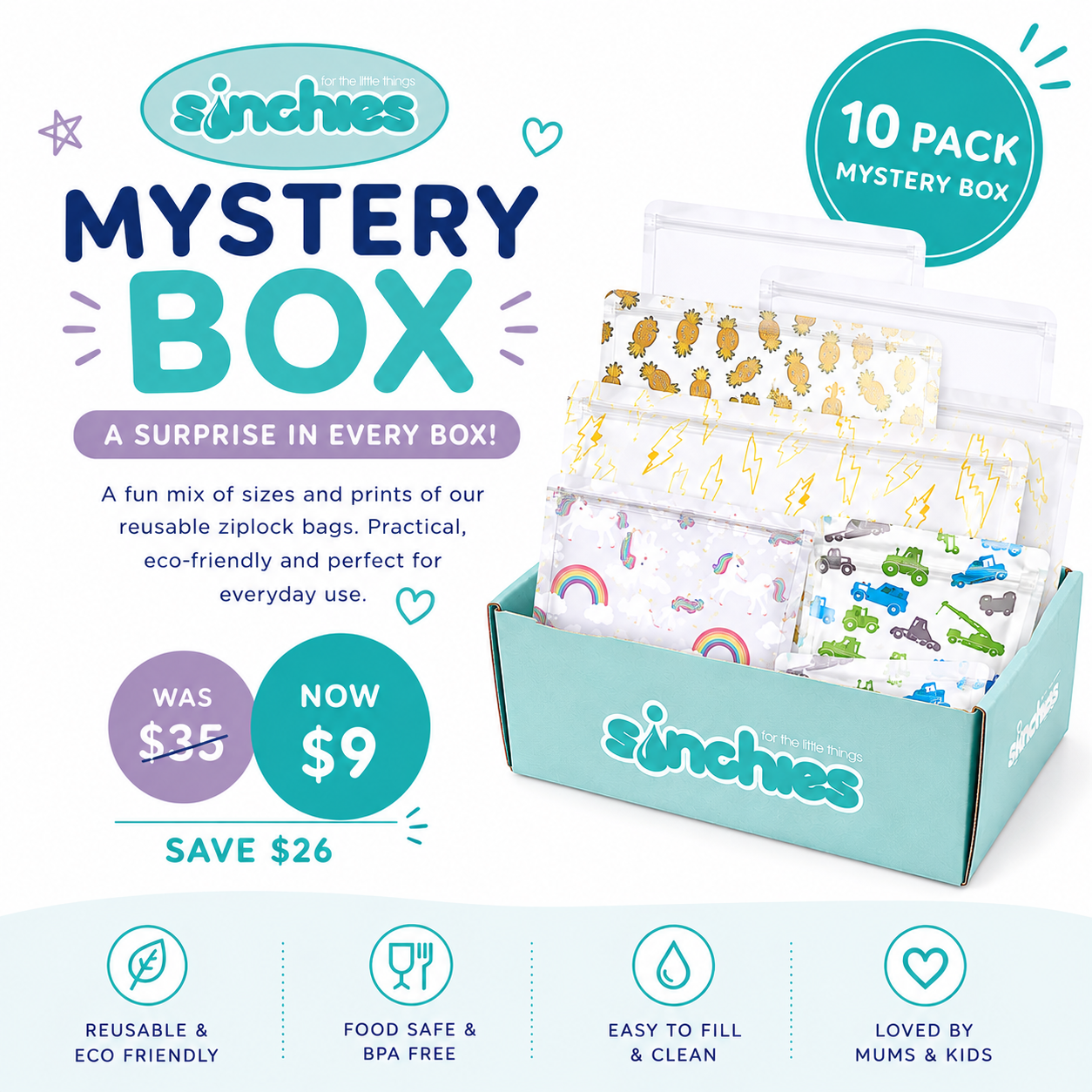 Sinchies Reusable Ziplock Bag Mystery Box