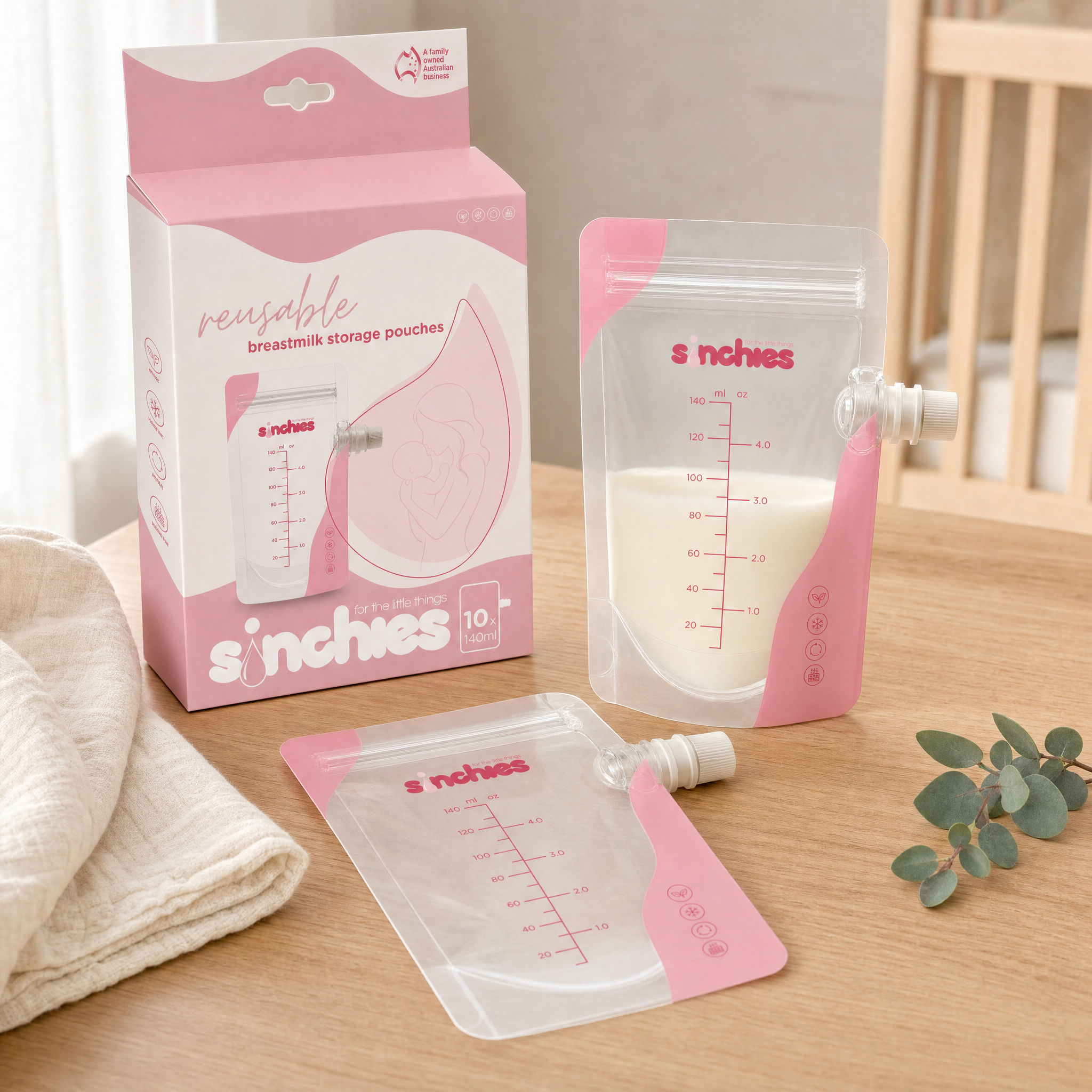 Sinchies Reusable Breastmilk Storage Bags (140ml)
