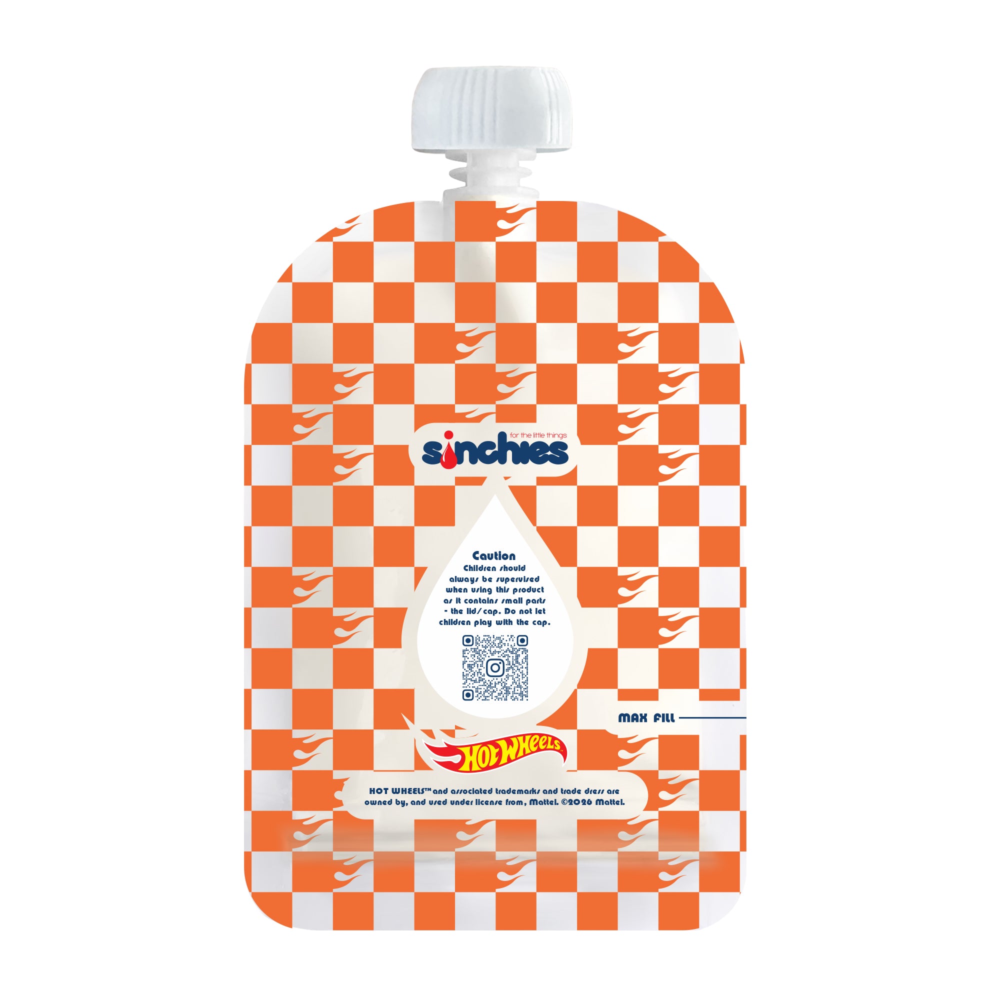 Sinchies 150ml Reusable Food Pouches - Hot Wheels™ - Rapid Racer (orange)