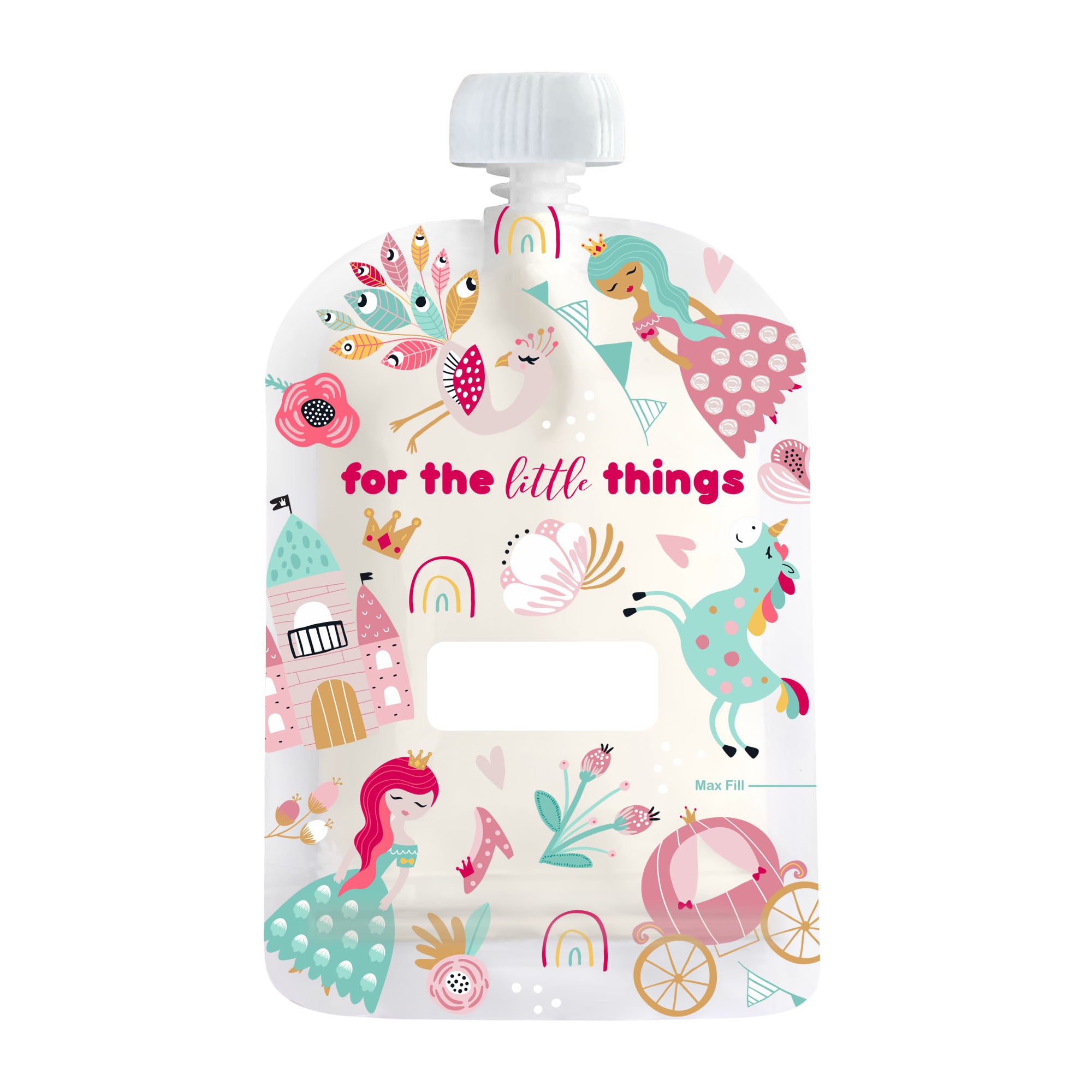 150ml reusable food pouch pink princess