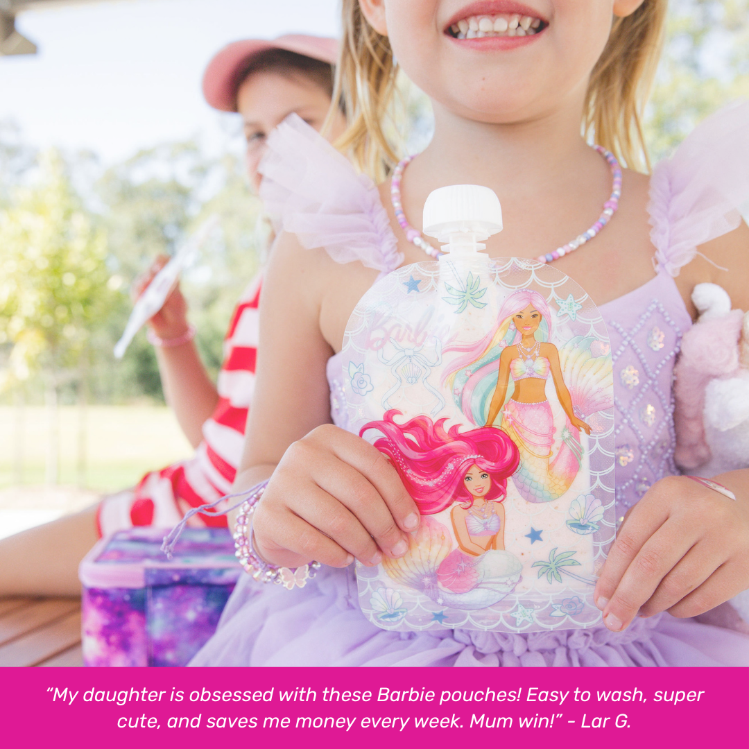 Sinchies 150ml Reusable Food Pouches - Barbie™ - Team Barbie