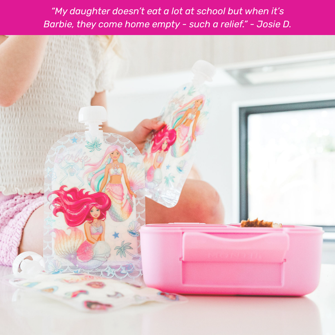 Sinchies 150ml Reusable Food Pouches - Barbie™ - Team Barbie