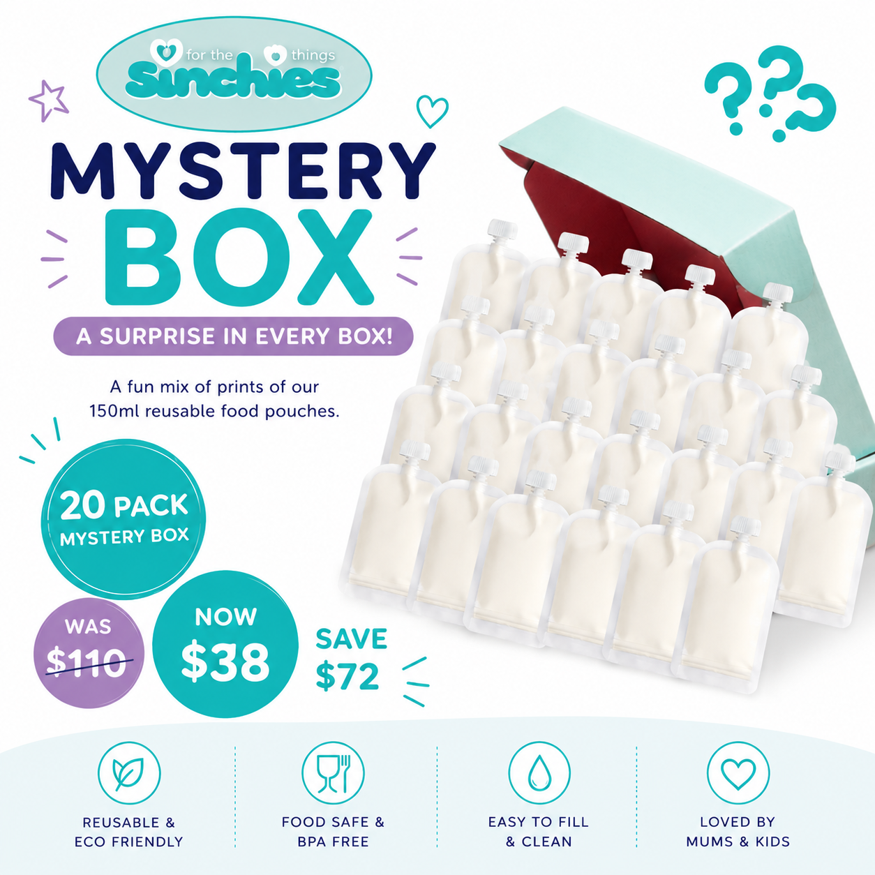 Sinchies 150ml Reusable Food Pouches Mystery Box