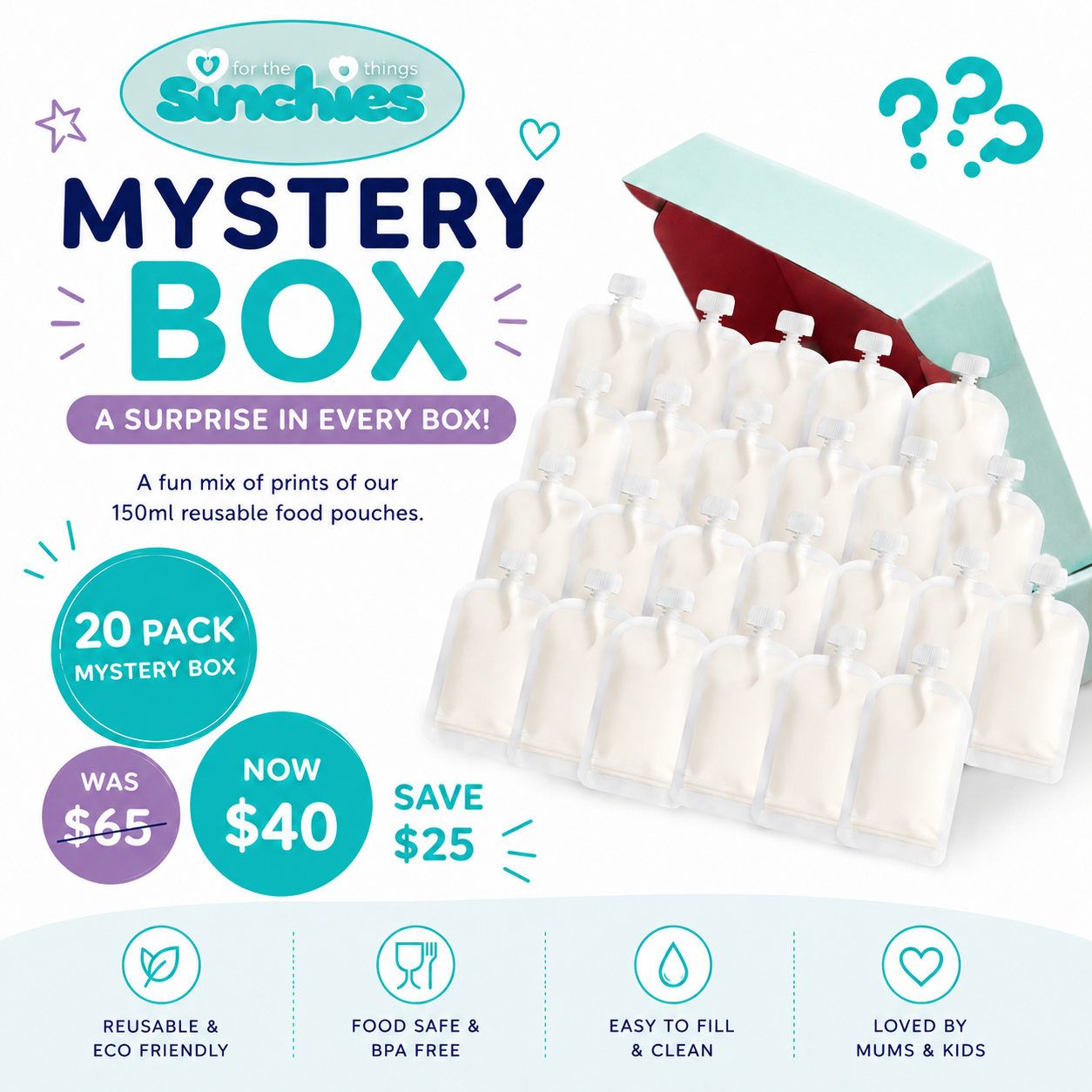 Sinchies 150ml Reusable Food Pouches Mystery Box