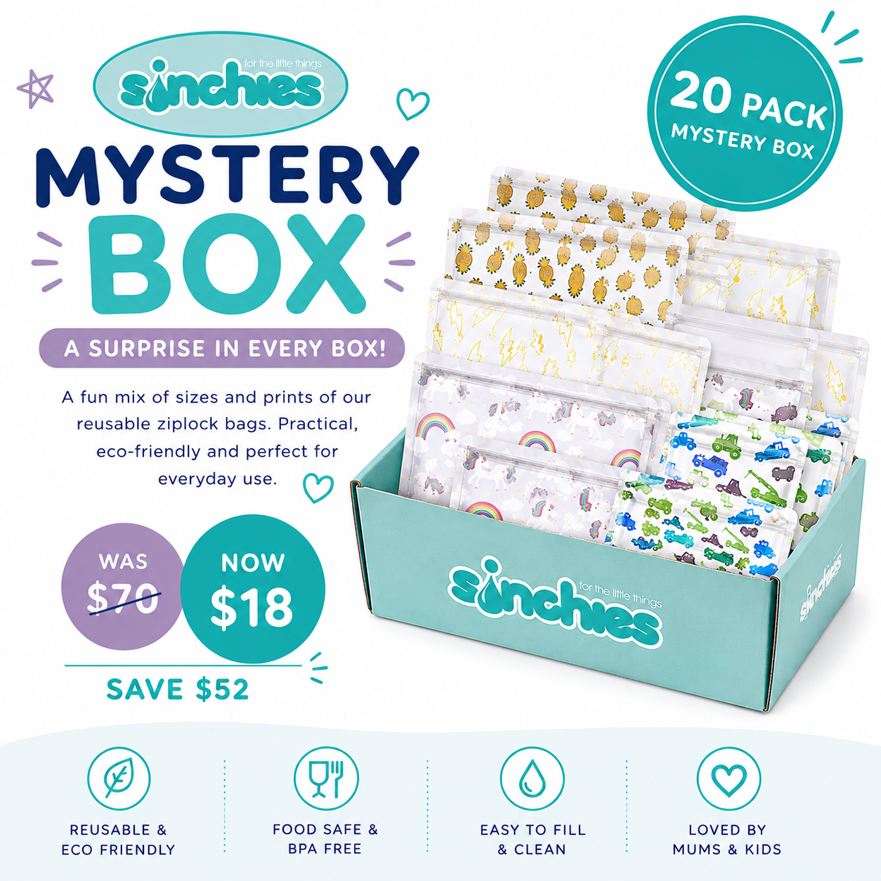 Sinchies Reusable Ziplock Bag Mystery Box