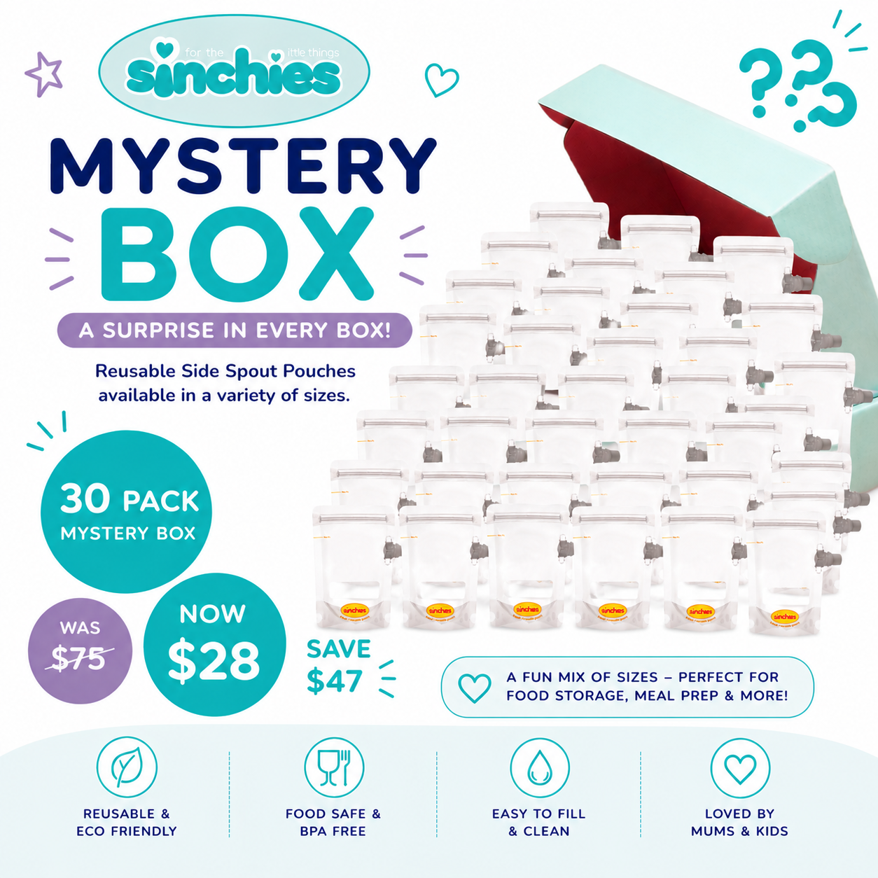Sinchies Reusable Side Spout Pouch Mystery Box