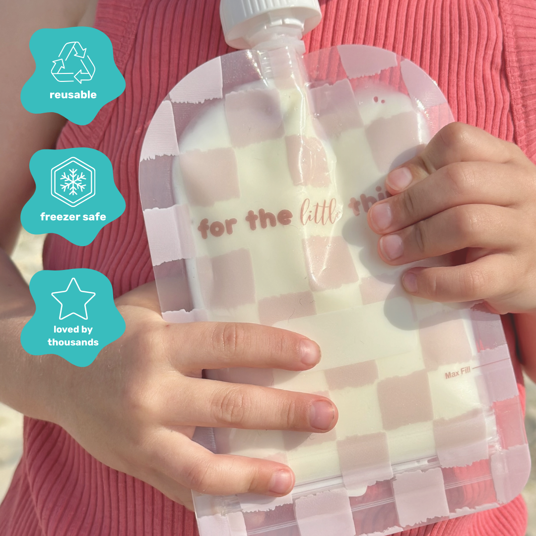 Sinchies 150ml Reusable Food Pouches - Checkmate Blush