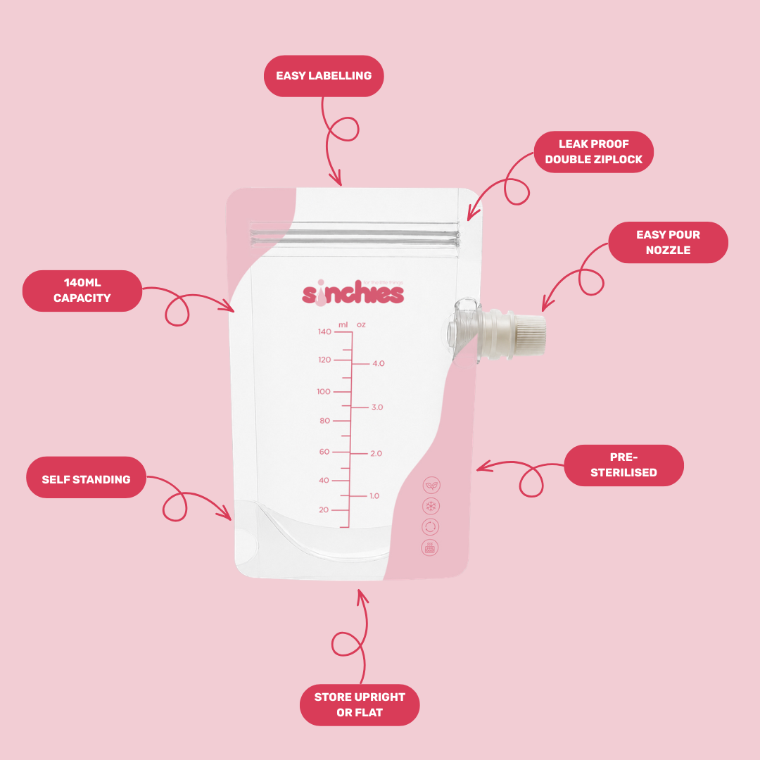 Sinchies Reusable Breastmilk Storage Bags (140ml)