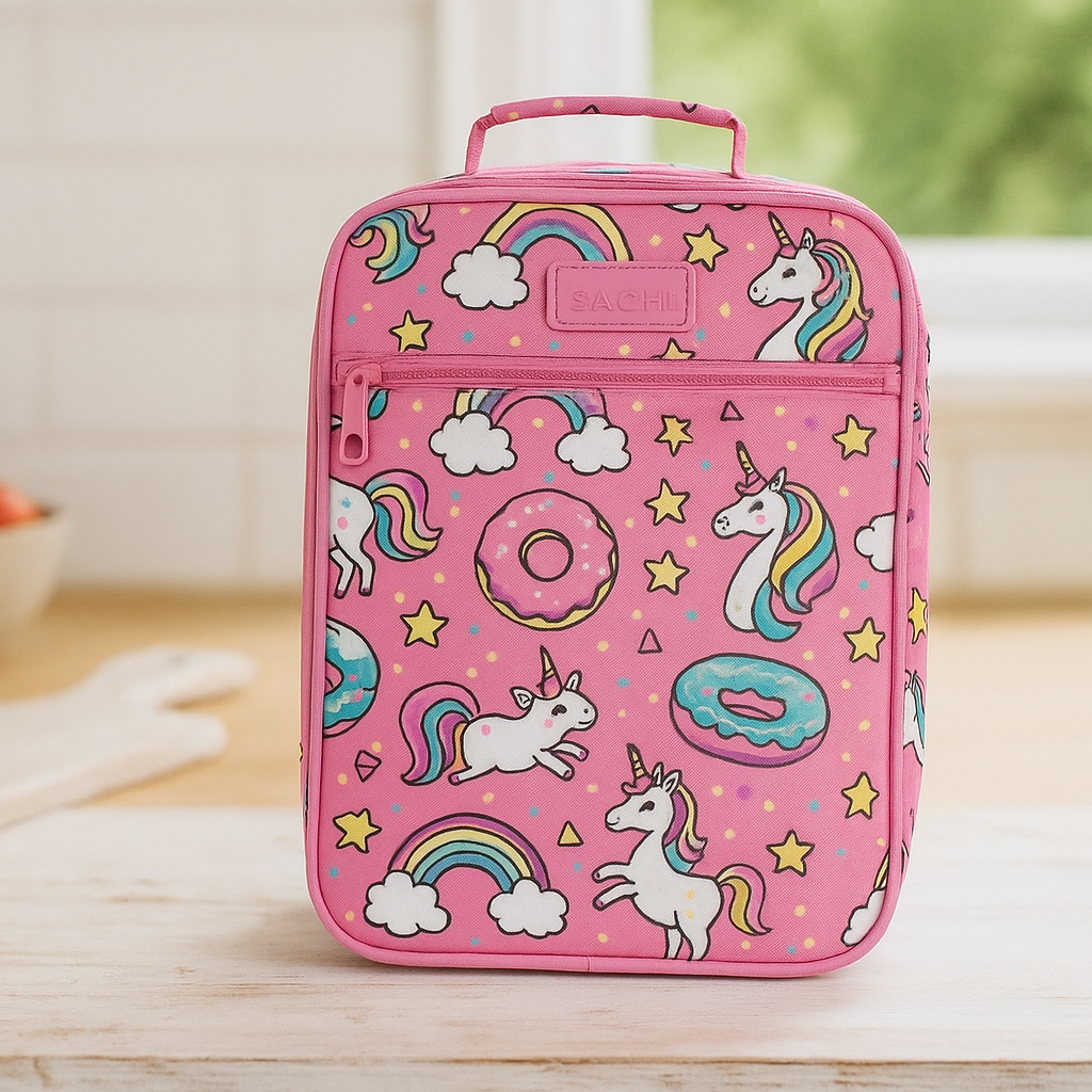 Pink unicorn and donut lunch bag