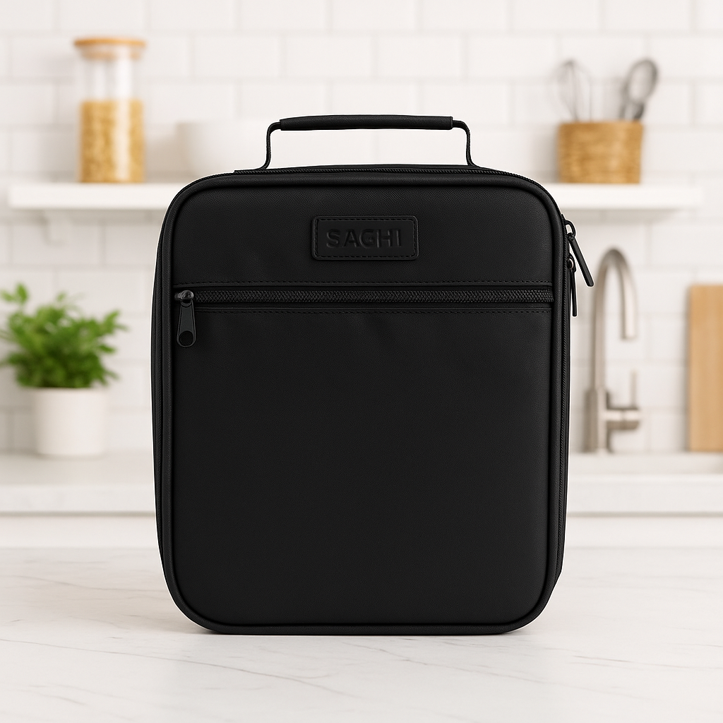 Black insulated lunch bag