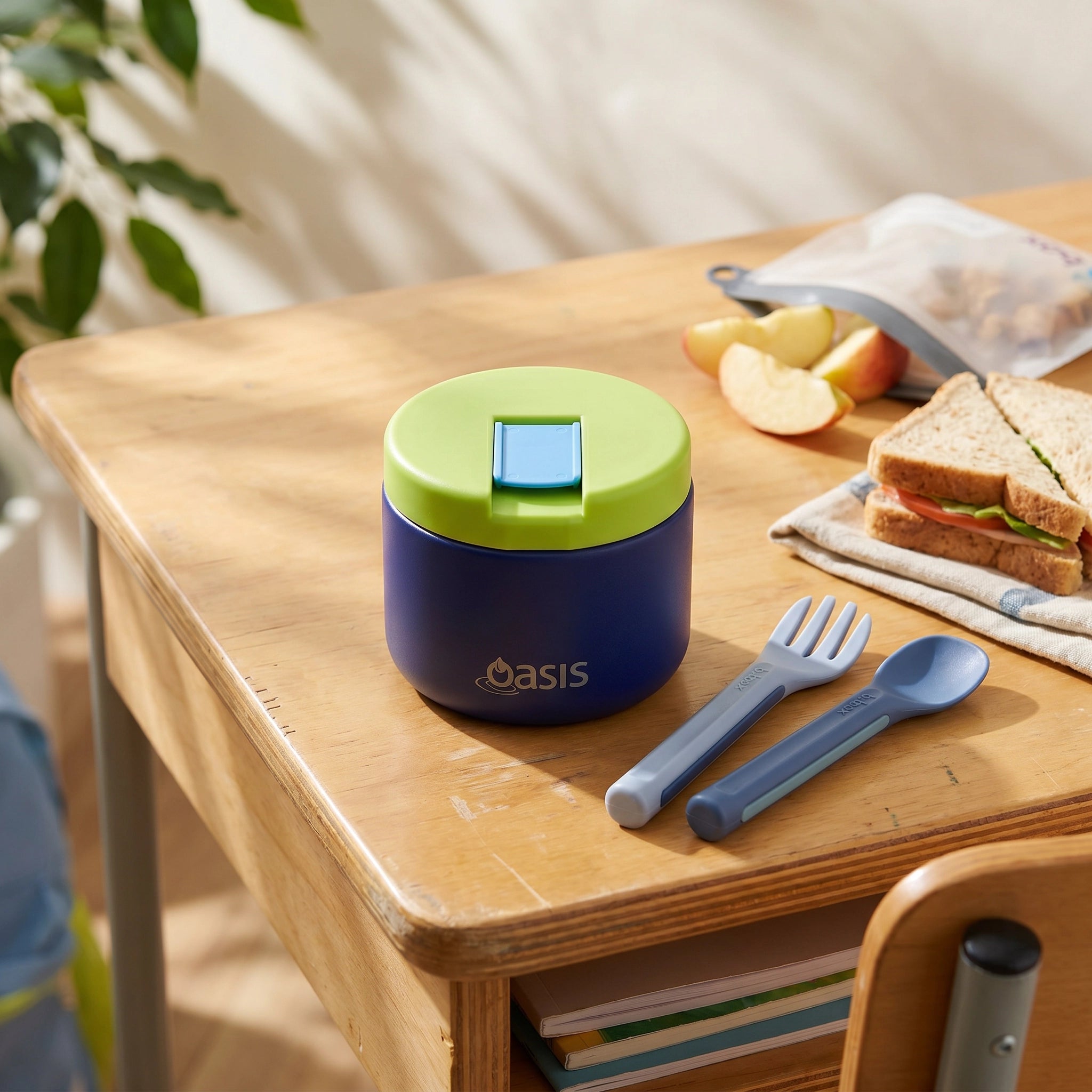Oasis Stainless Steel Food Jar (300ml) - peacock blue