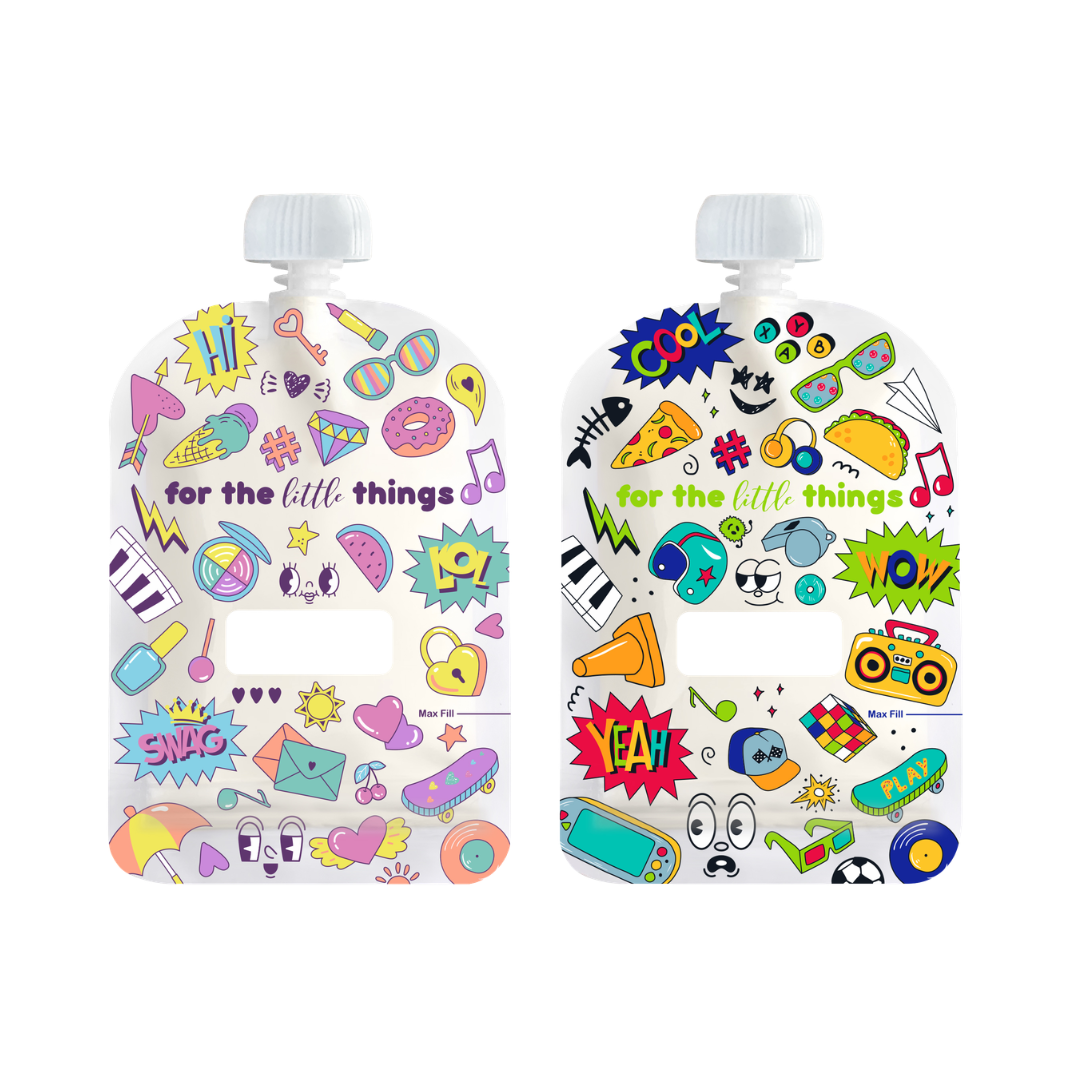 Sinchies 150ml Reusable Food Pouches - Retro Pop Blue