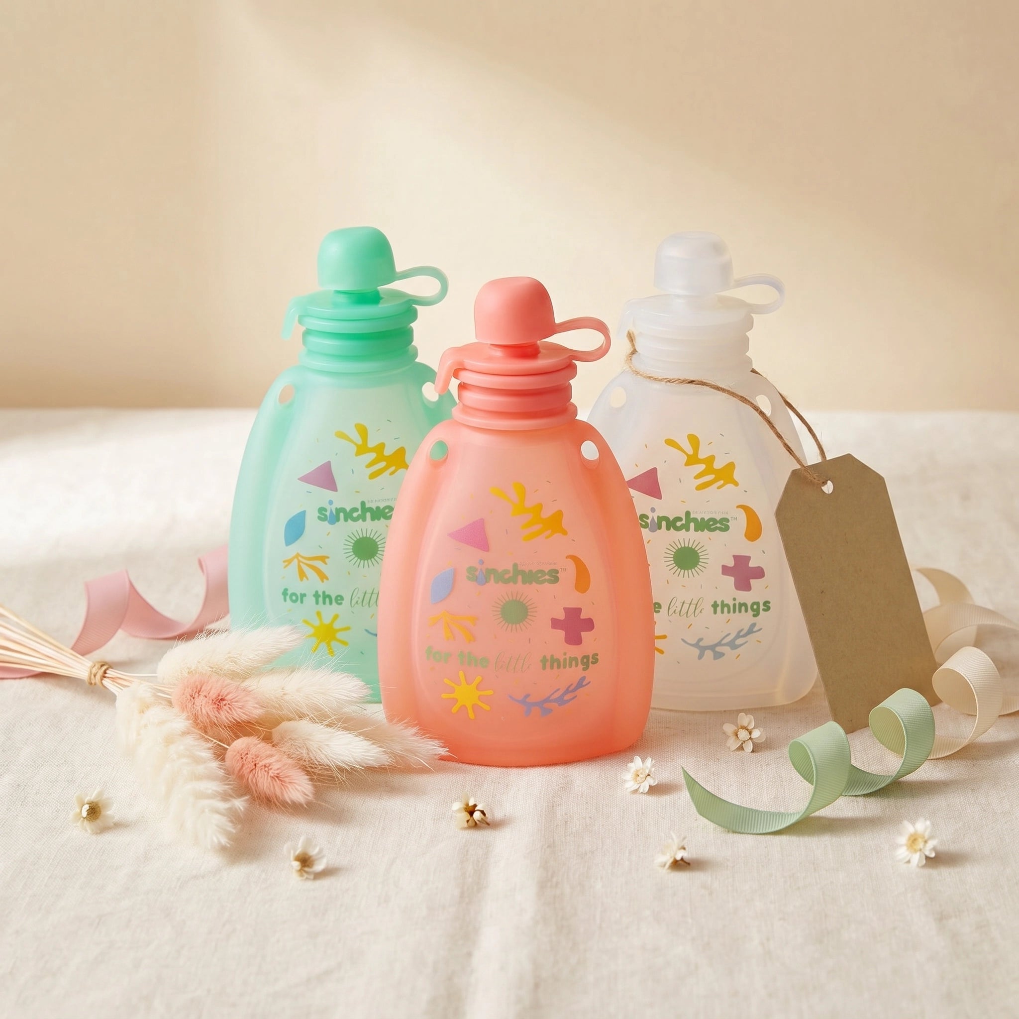 Sinchies Silicone Squeezy Pouch - Green Pastel Pop