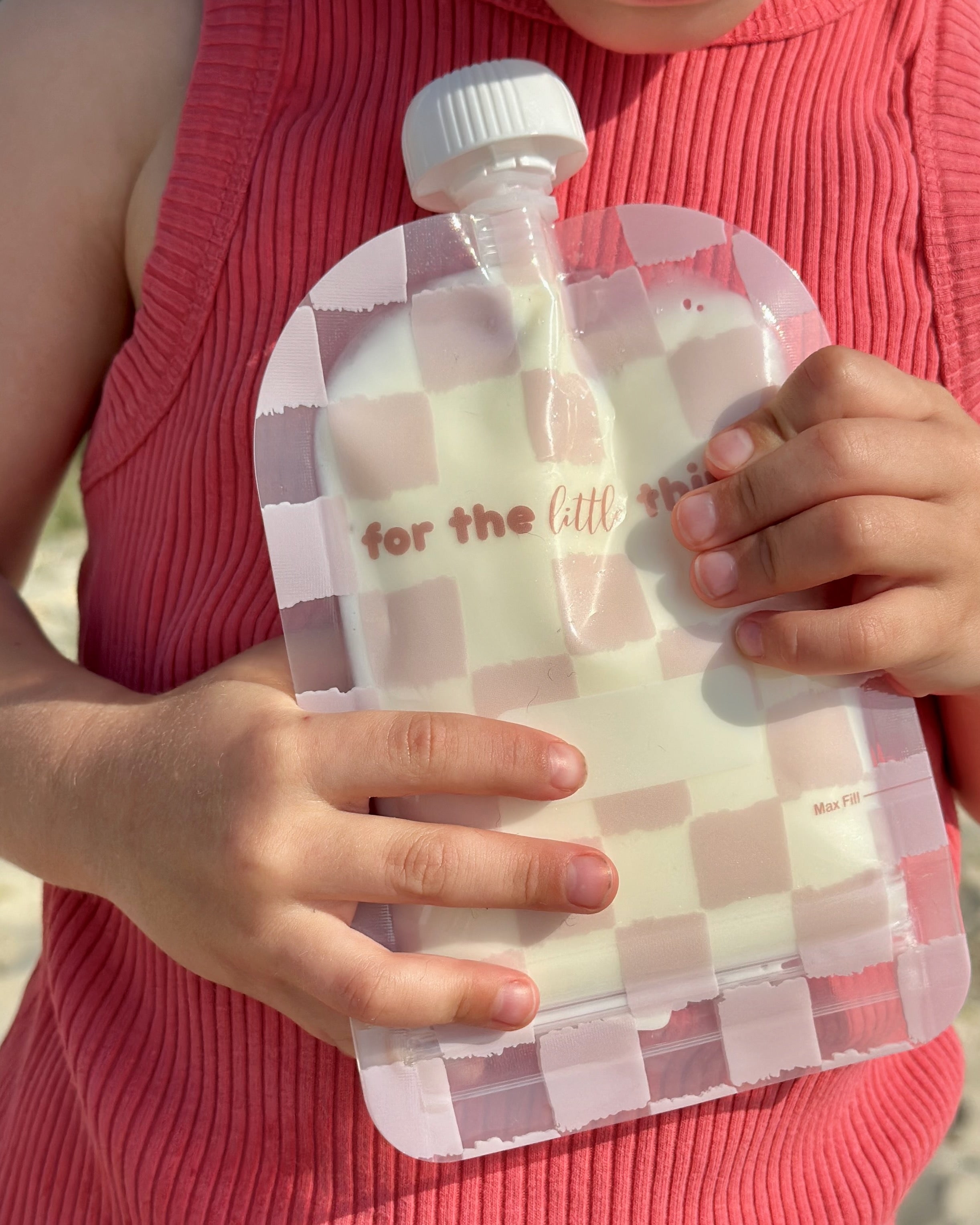 Sinchies 150ml Reusable Food Pouches - Checkmate Blush