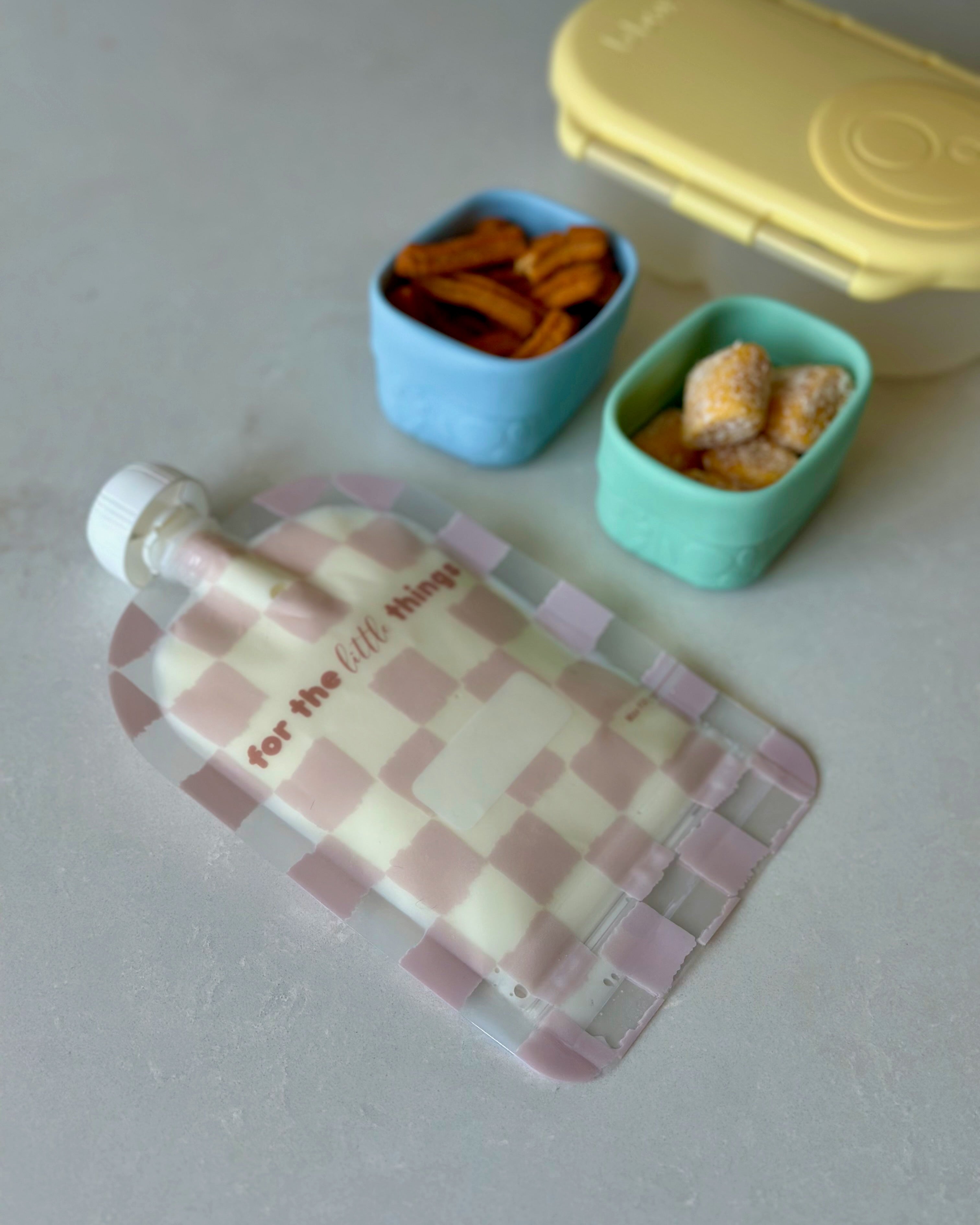Sinchies 150ml Reusable Food Pouches - Checkmate Blush