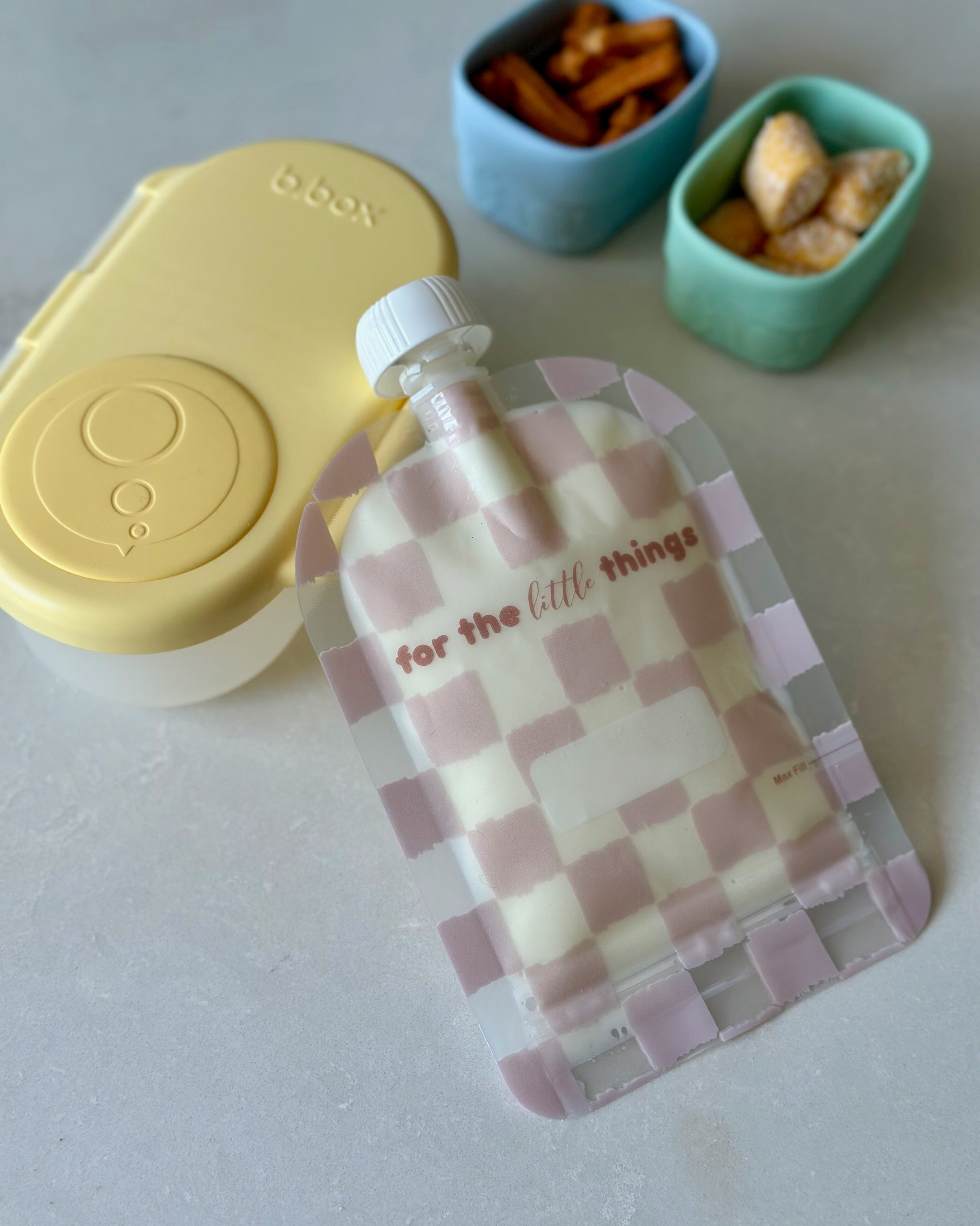 Sinchies 150ml Reusable Food Pouches - Checkmate Blush