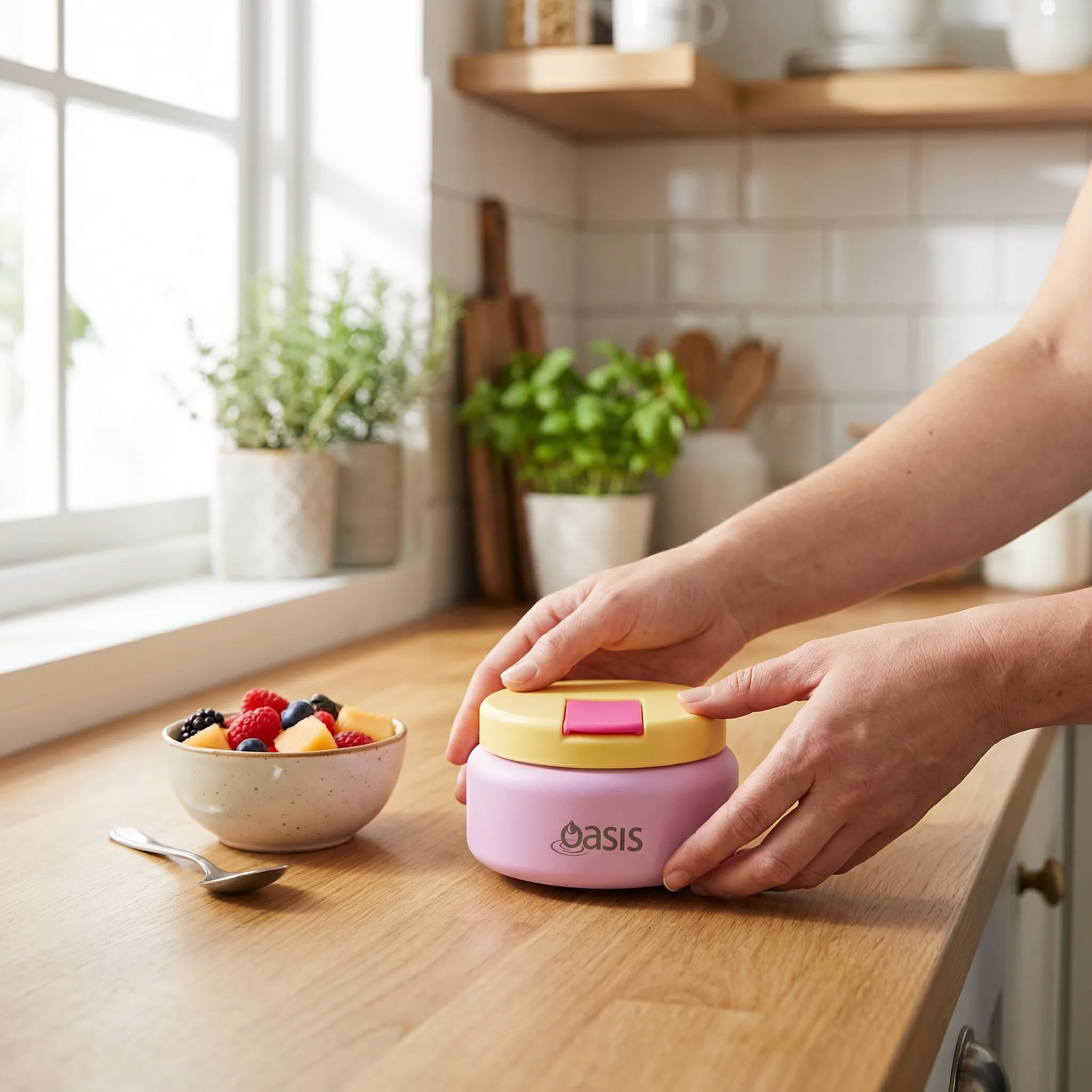 Oasis Stainless Steel Food Jar (230ml) - bubblegum pink