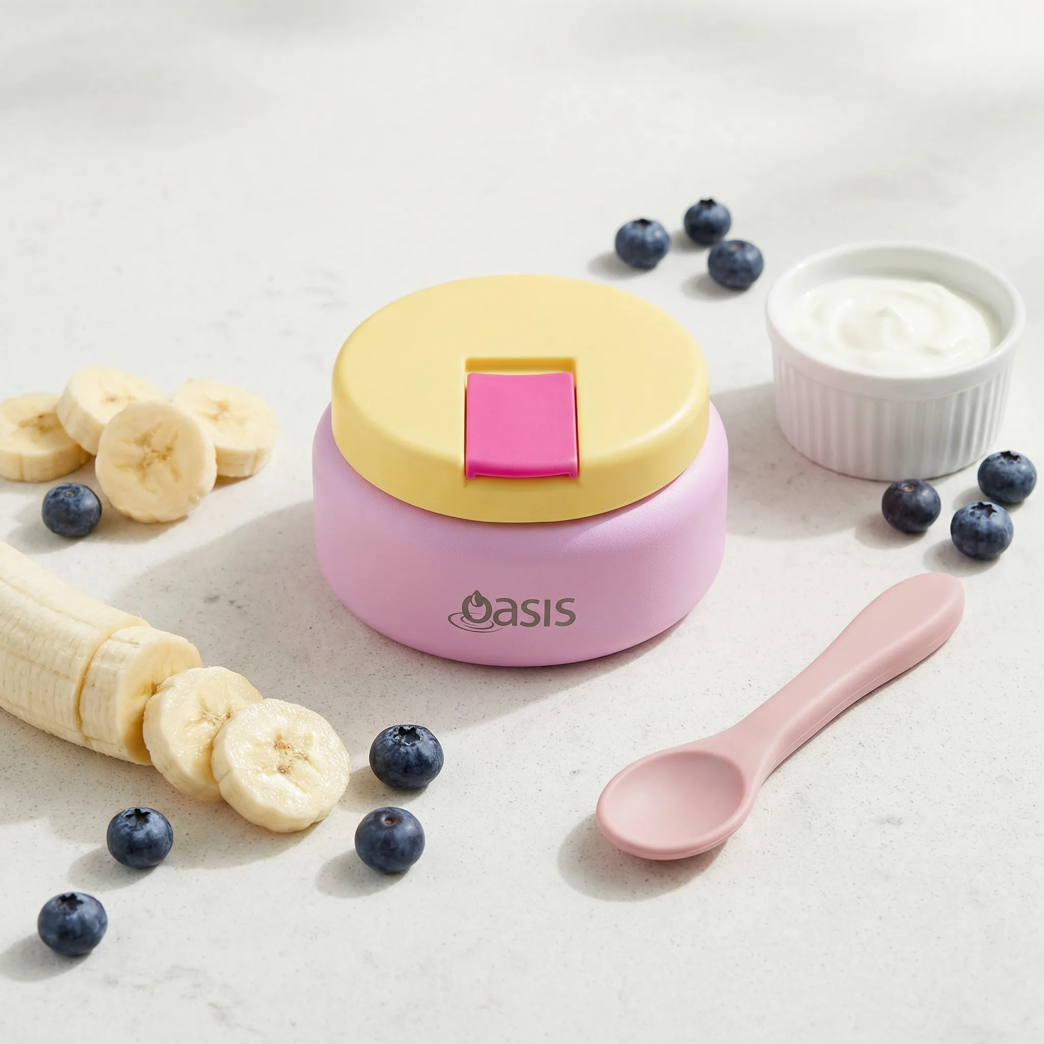 Oasis Stainless Steel Food Jar (230ml) - bubblegum pink