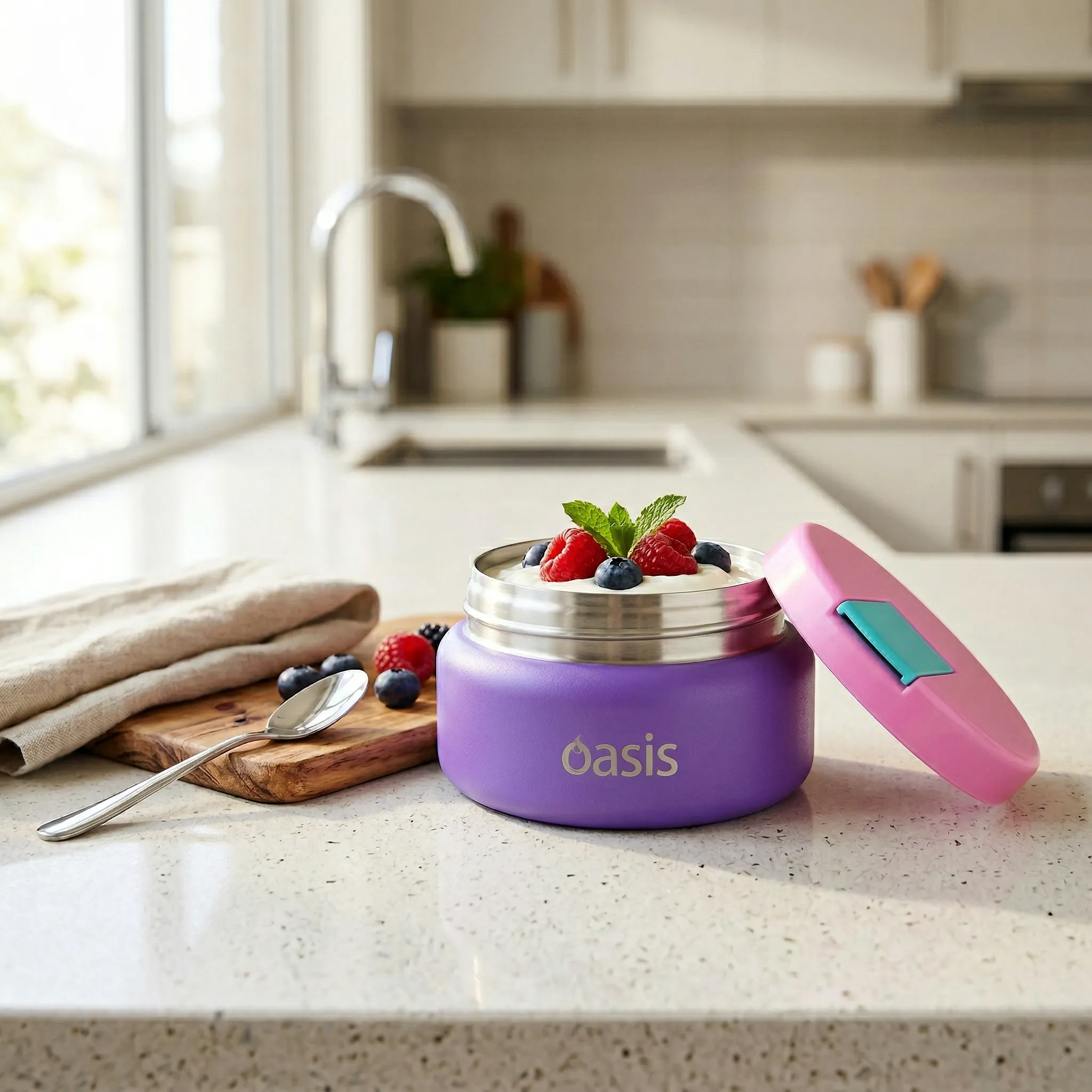 Oasis Stainless Steel Food Jar (230ml) - mermaid purple