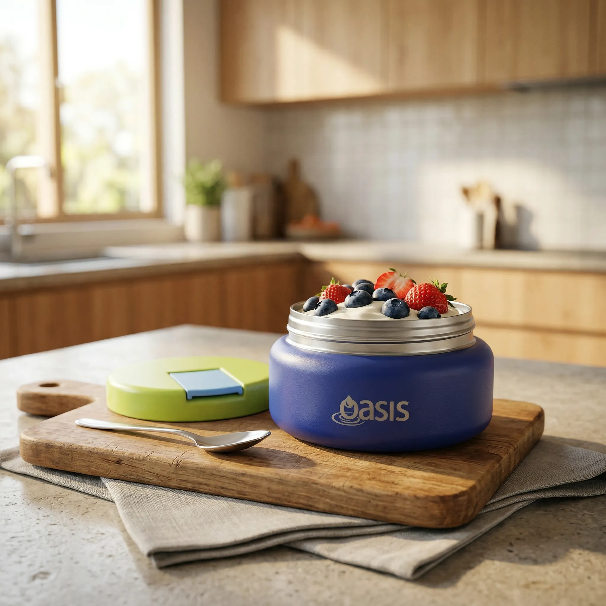 Oasis Stainless Steel Food Jar (230ml) - peacock blue