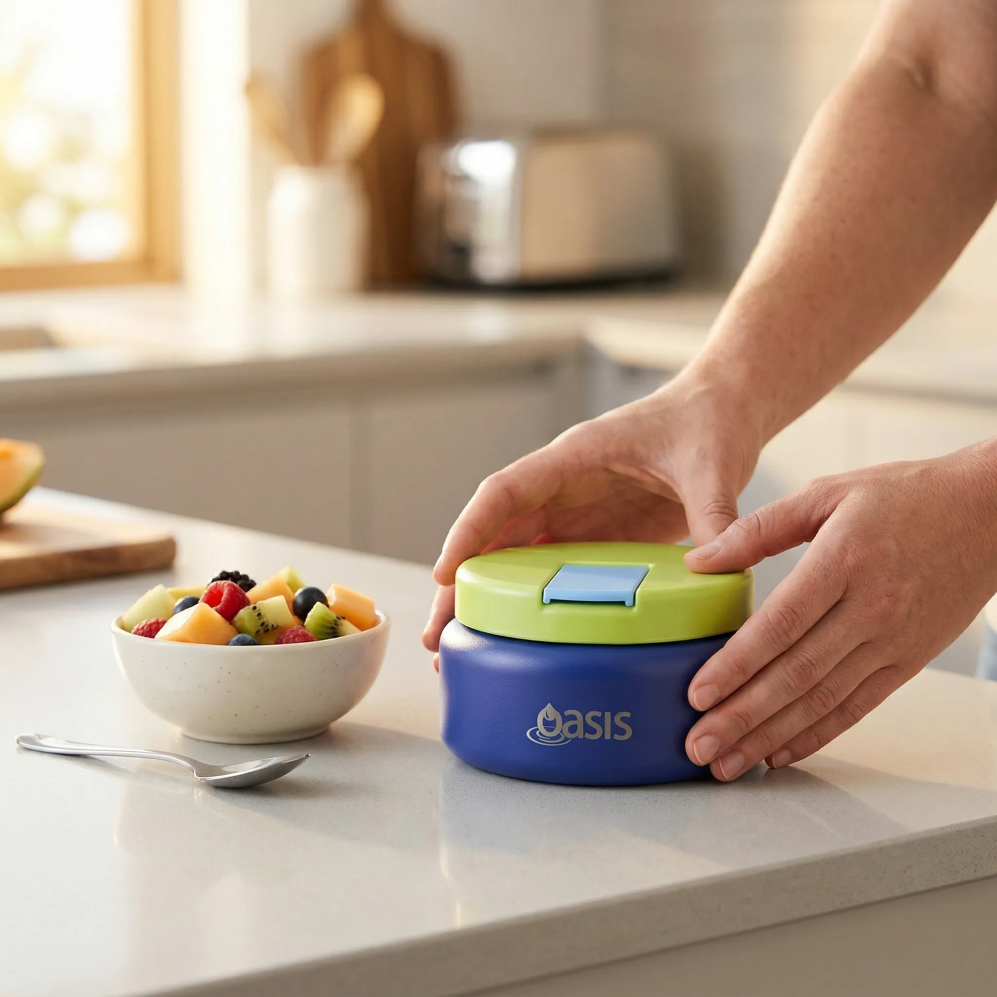 Oasis Stainless Steel Food Jar (230ml) - peacock blue