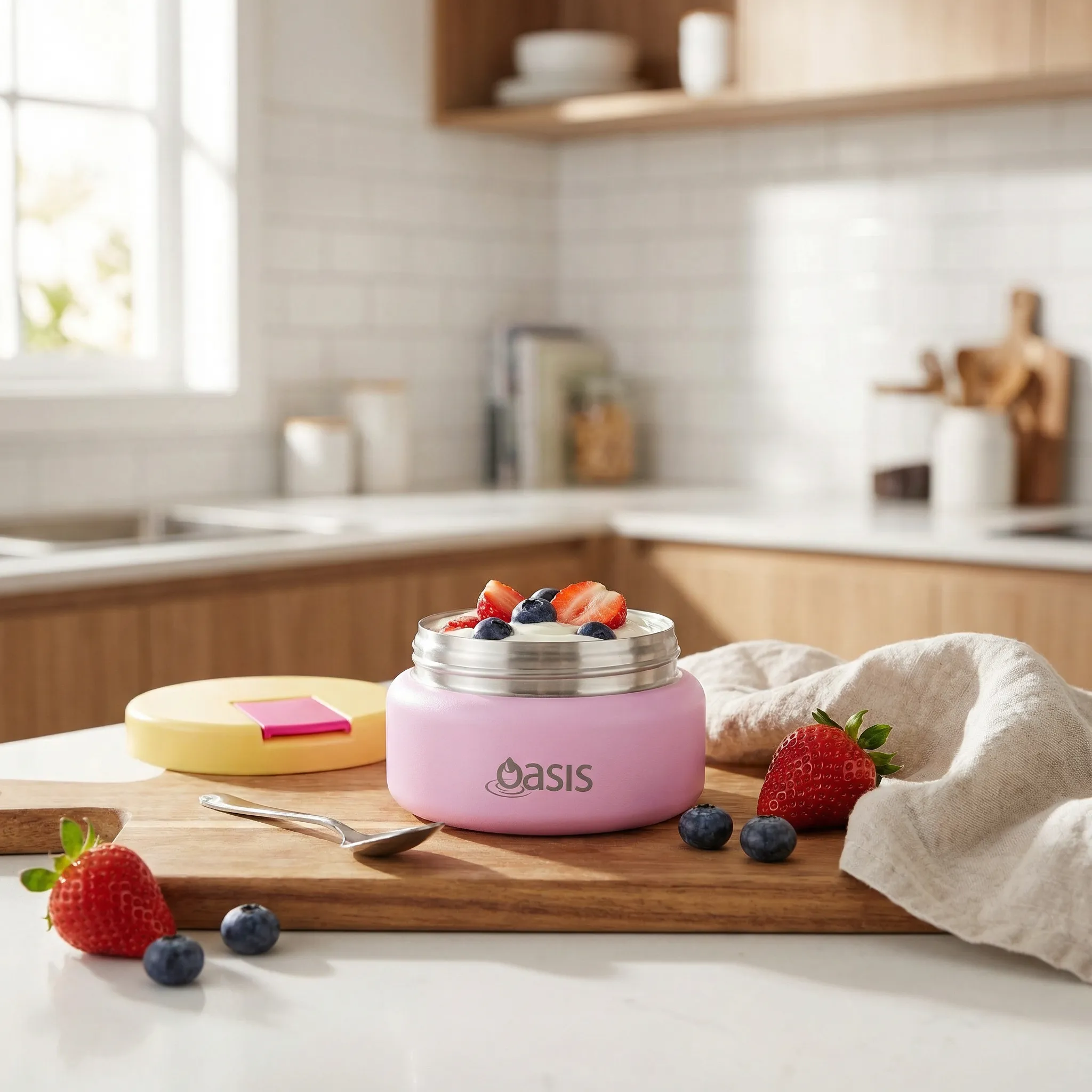 Oasis Stainless Steel Food Jar (230ml) - bubblegum pink