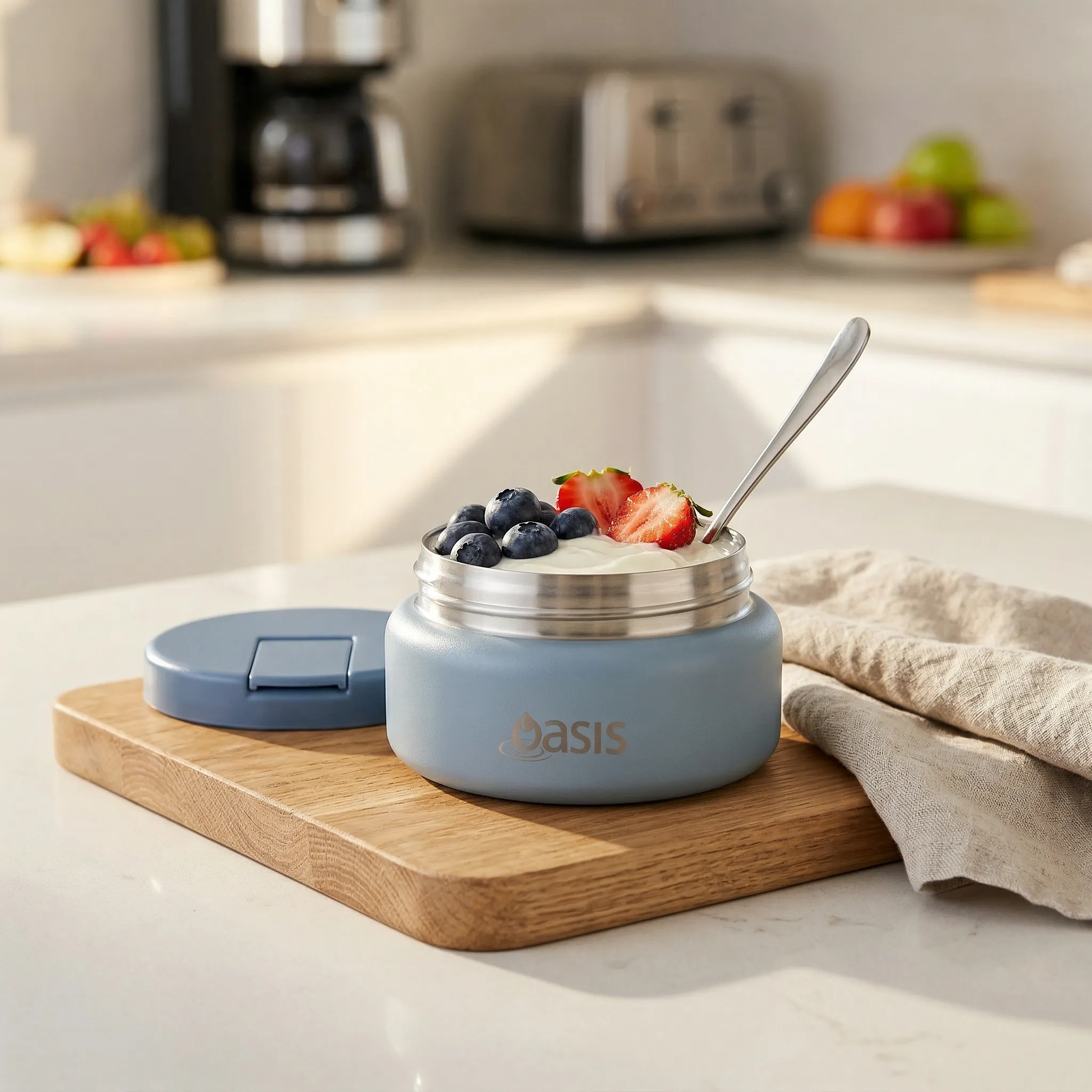 Oasis Stainless Steel Food Jar (230ml) - hazy blue