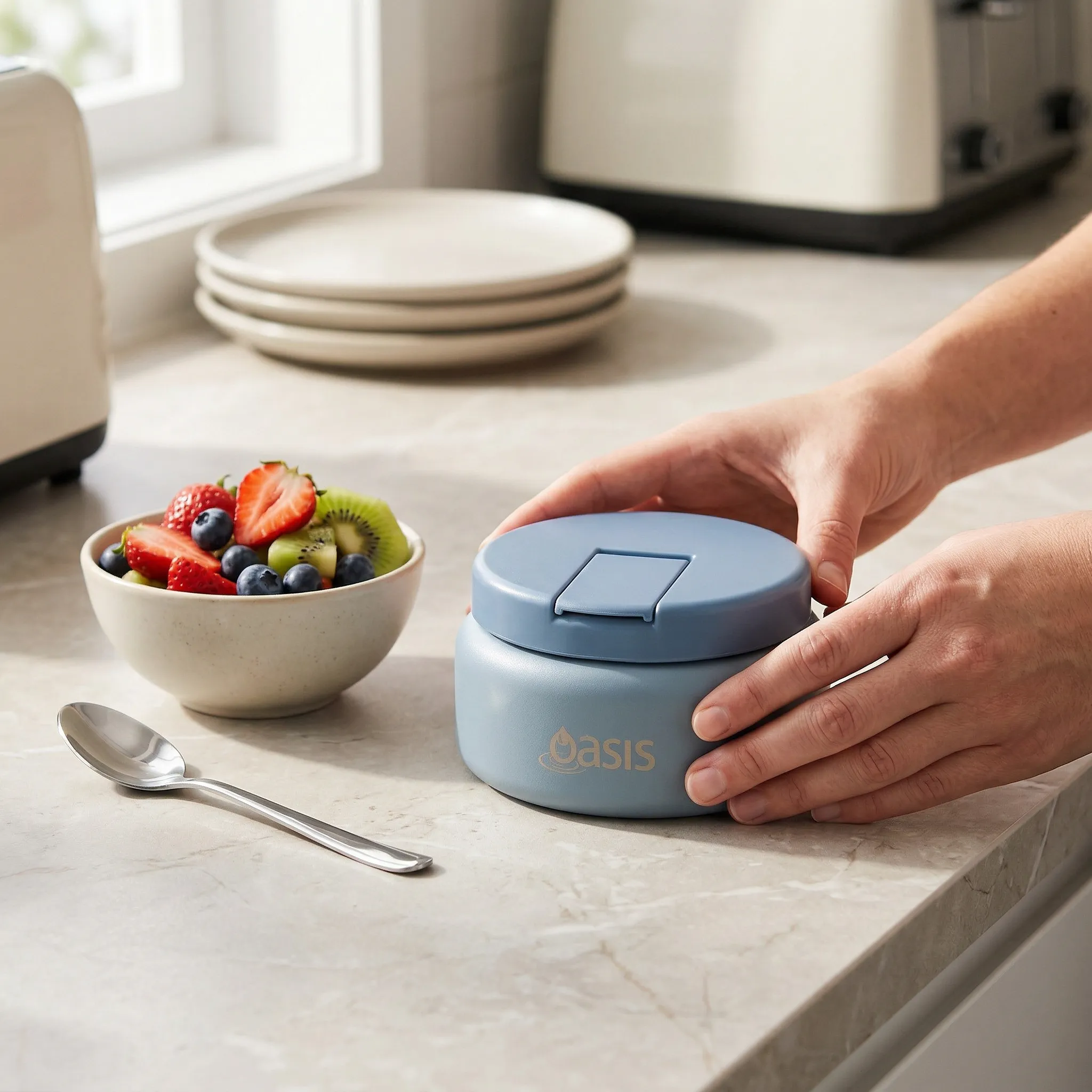 Oasis Stainless Steel Food Jar (230ml) - hazy blue