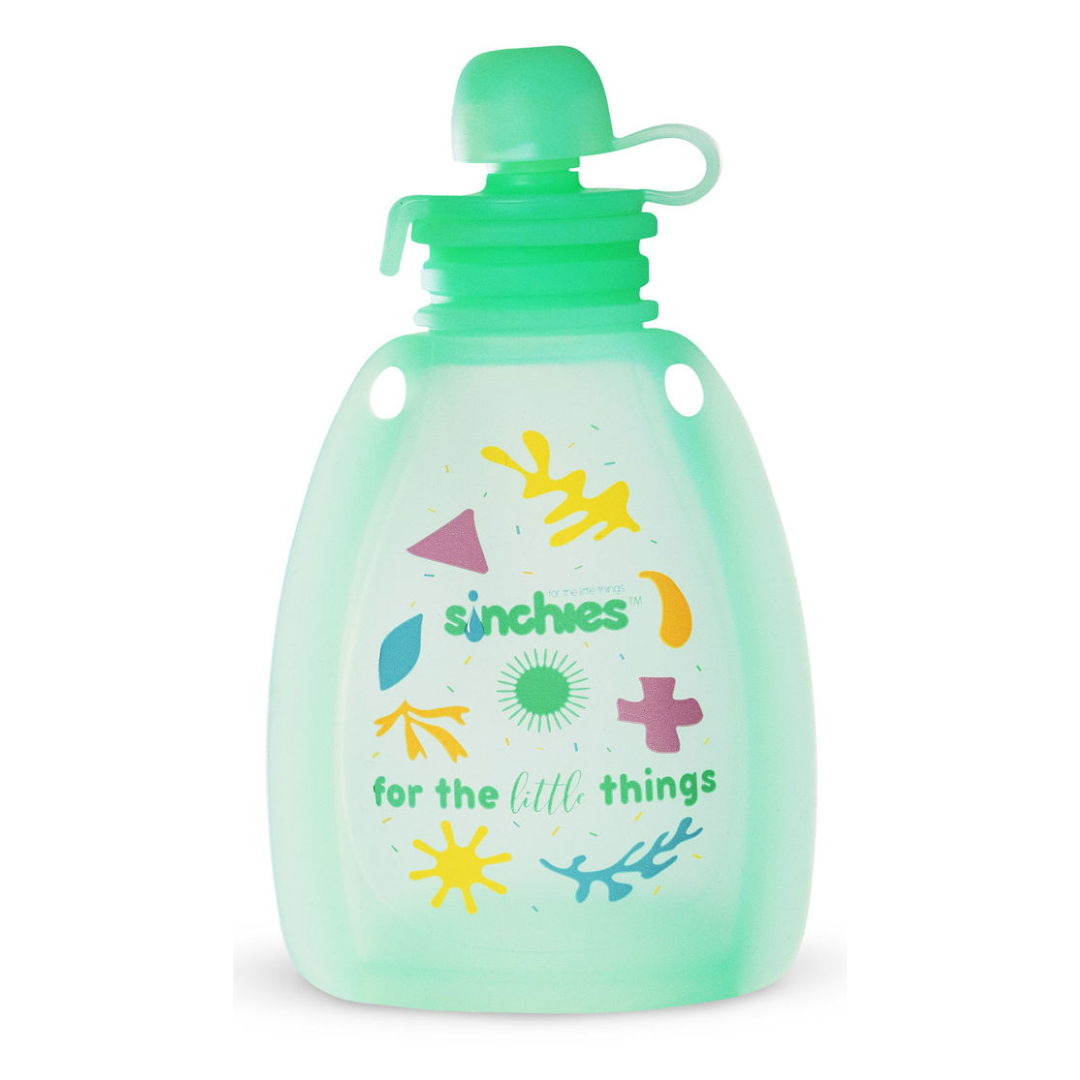 green silicone squeezy pouch