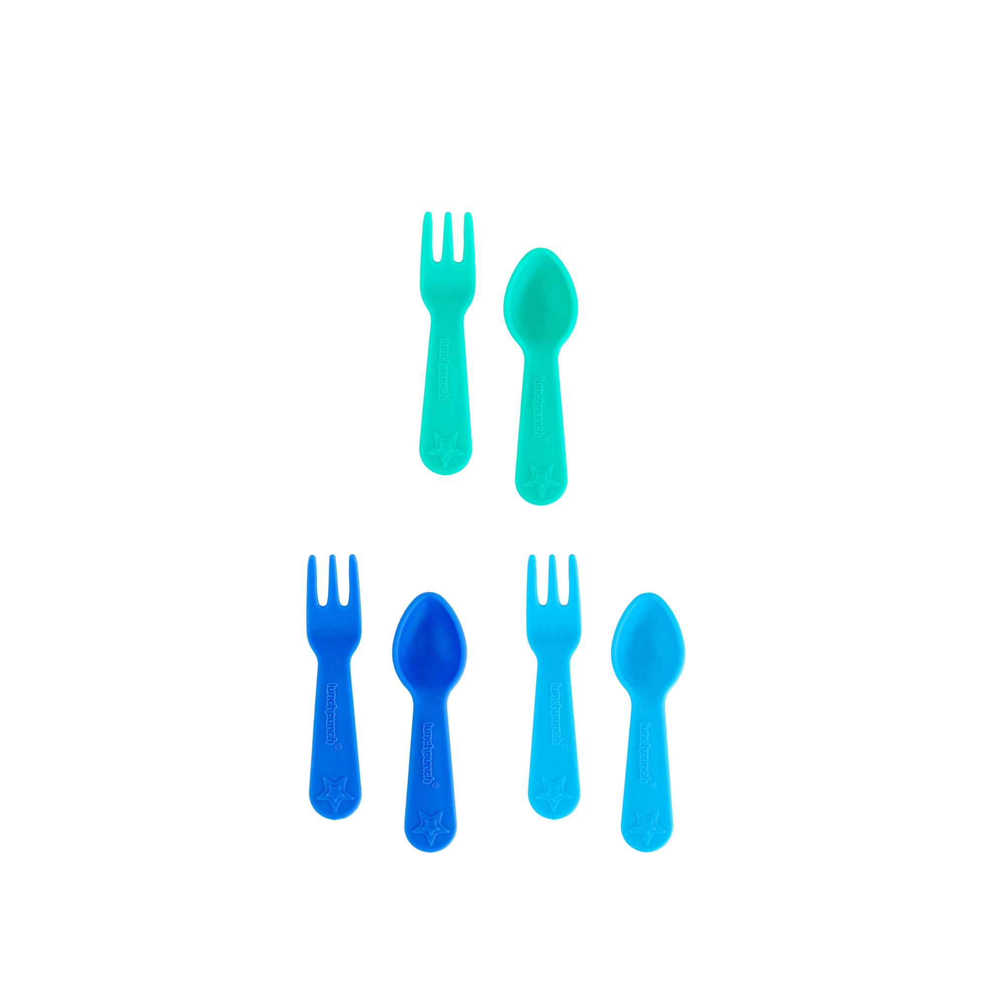 burst blue and green fort and spoon set