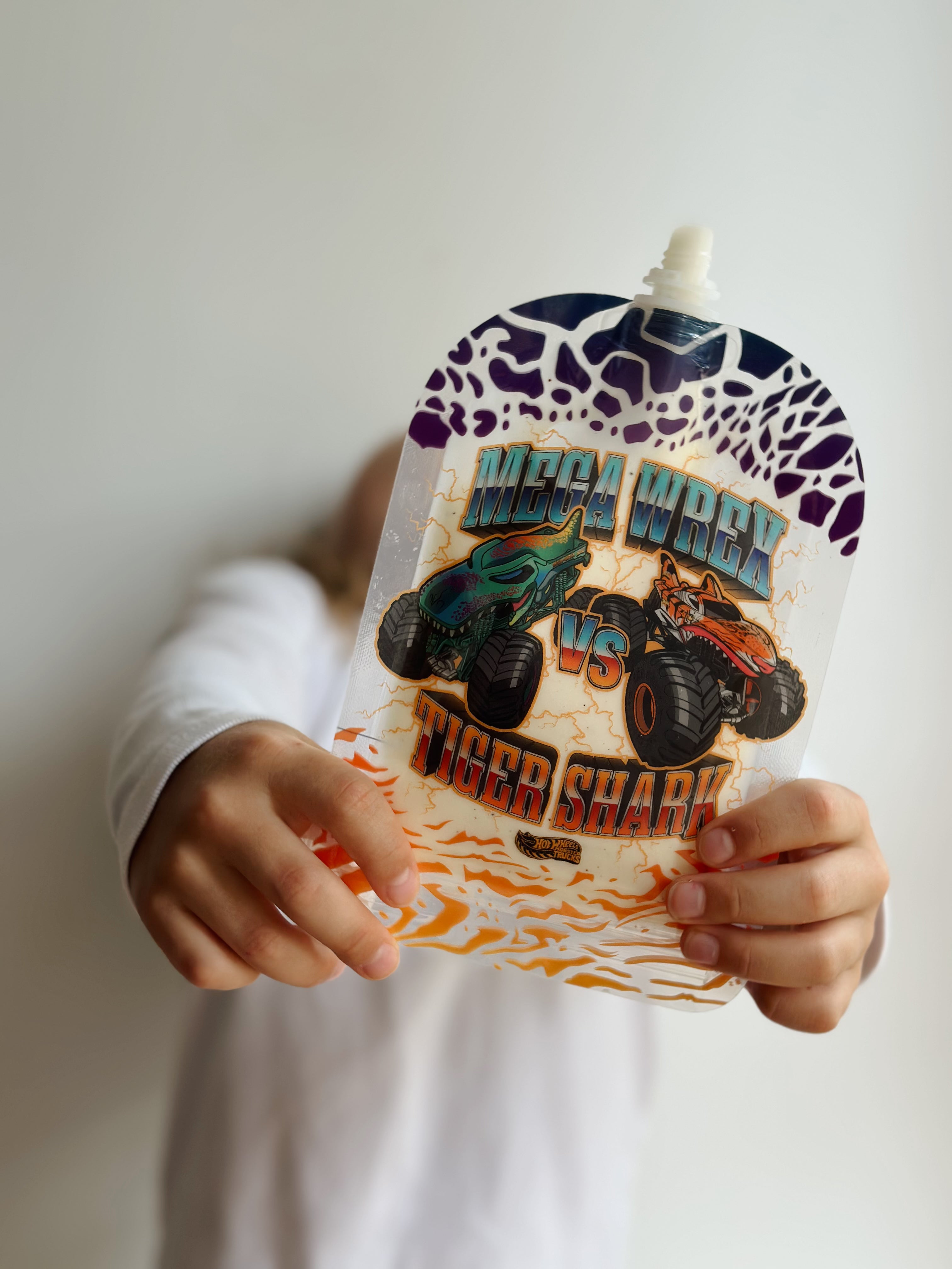 Sinchies 150ml Reusable Food Pouches - Monster Trucks™ - Monster Wars