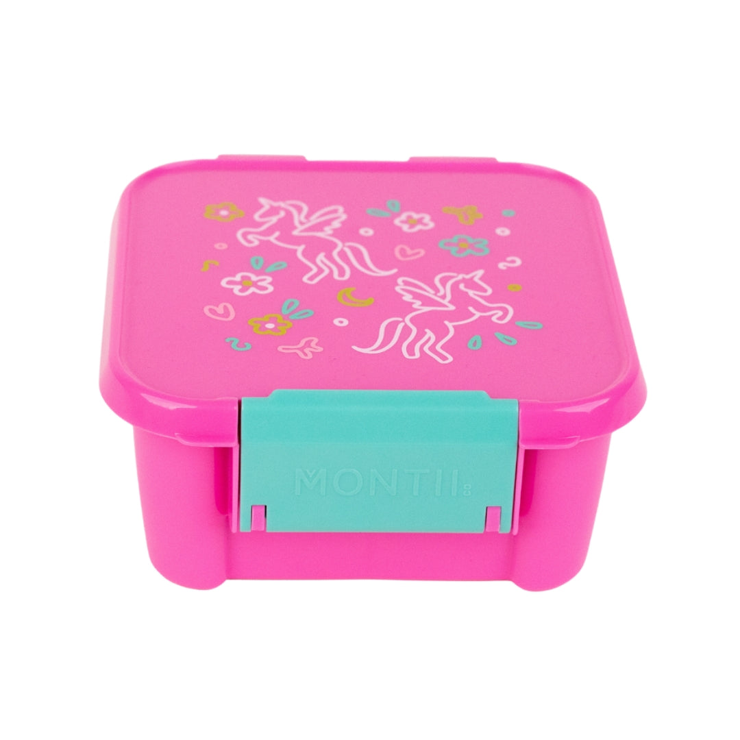 pink unicorn magic small snack lunch box