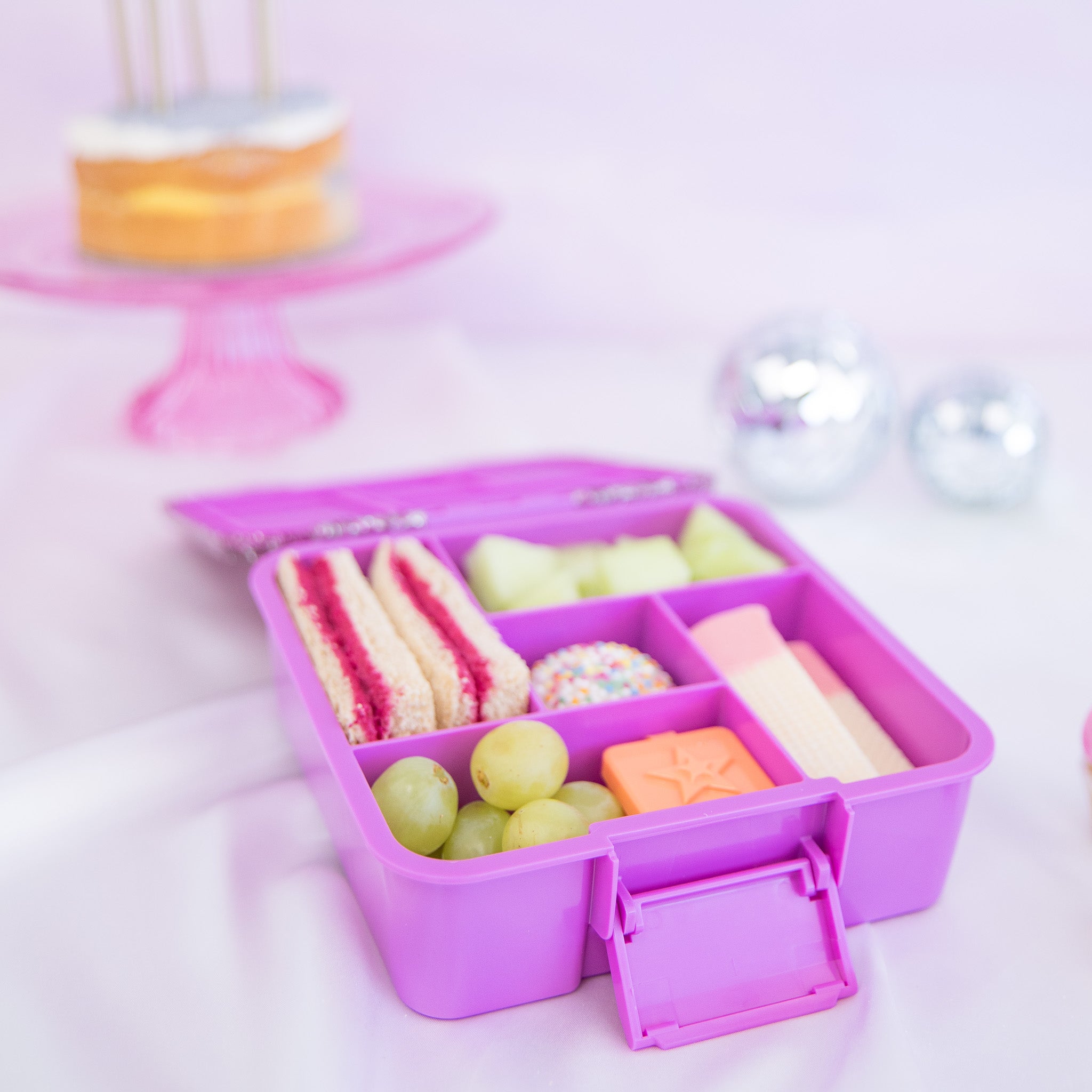 magenta glitter bento five lunch box