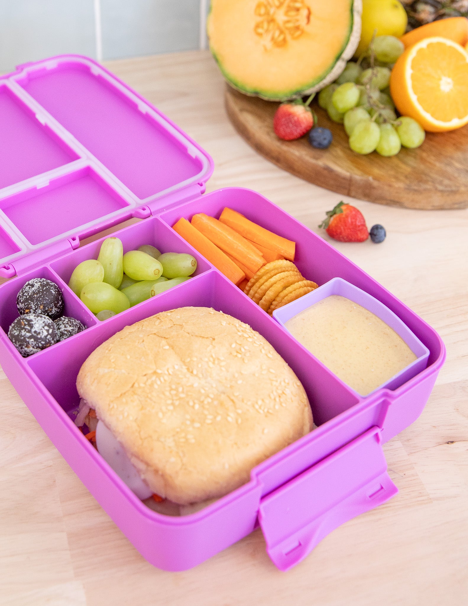 Fuchsia pink feast bento lunch box by montiiCo