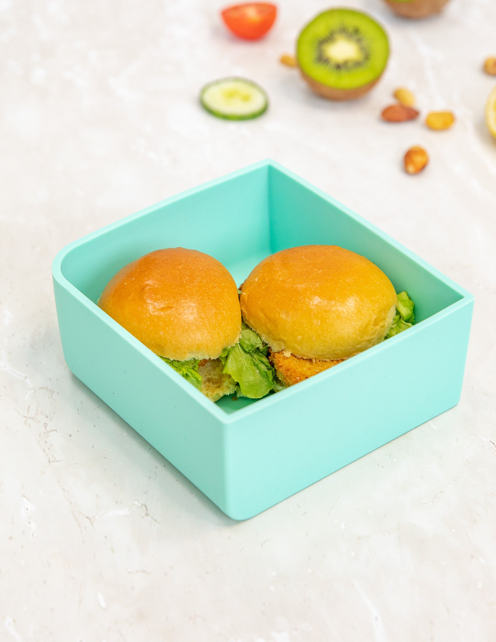 Marine blue green square silicone feast tray