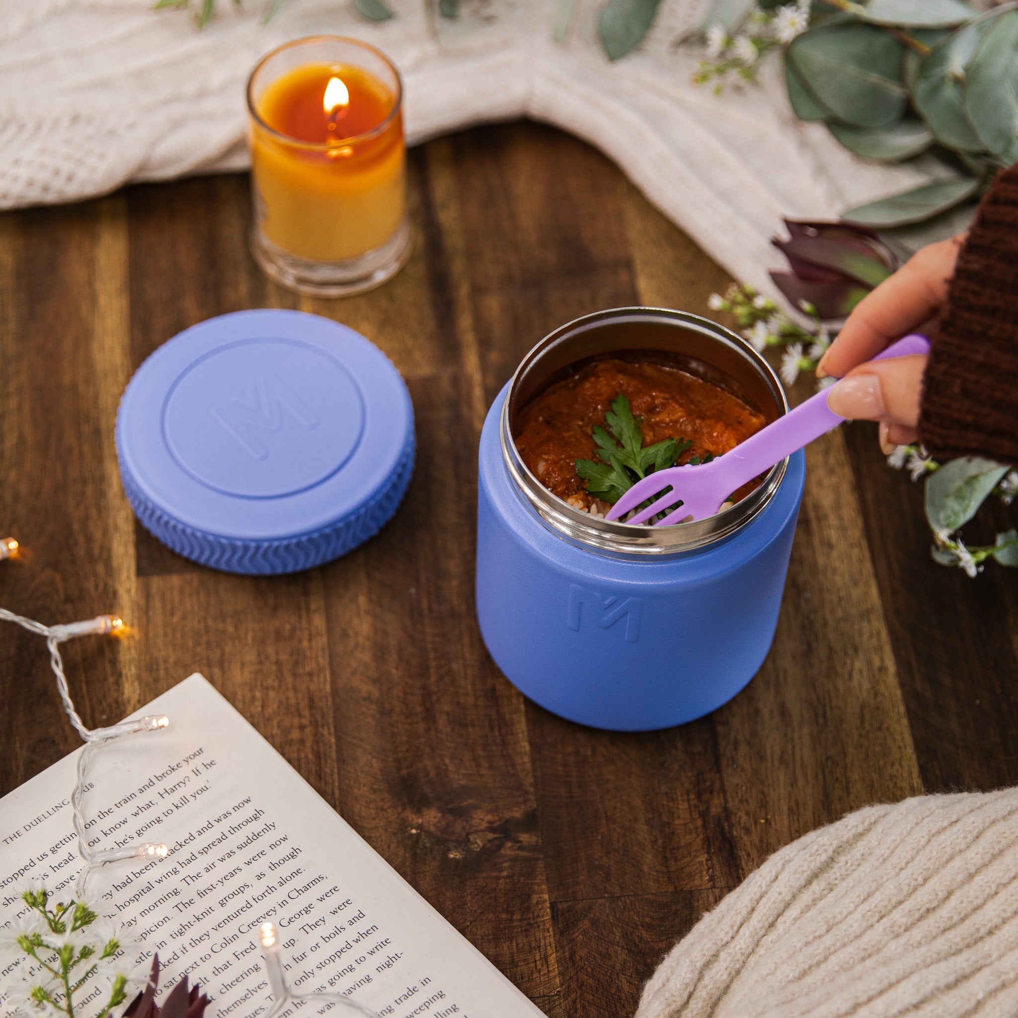 Splash blue insulated food jar