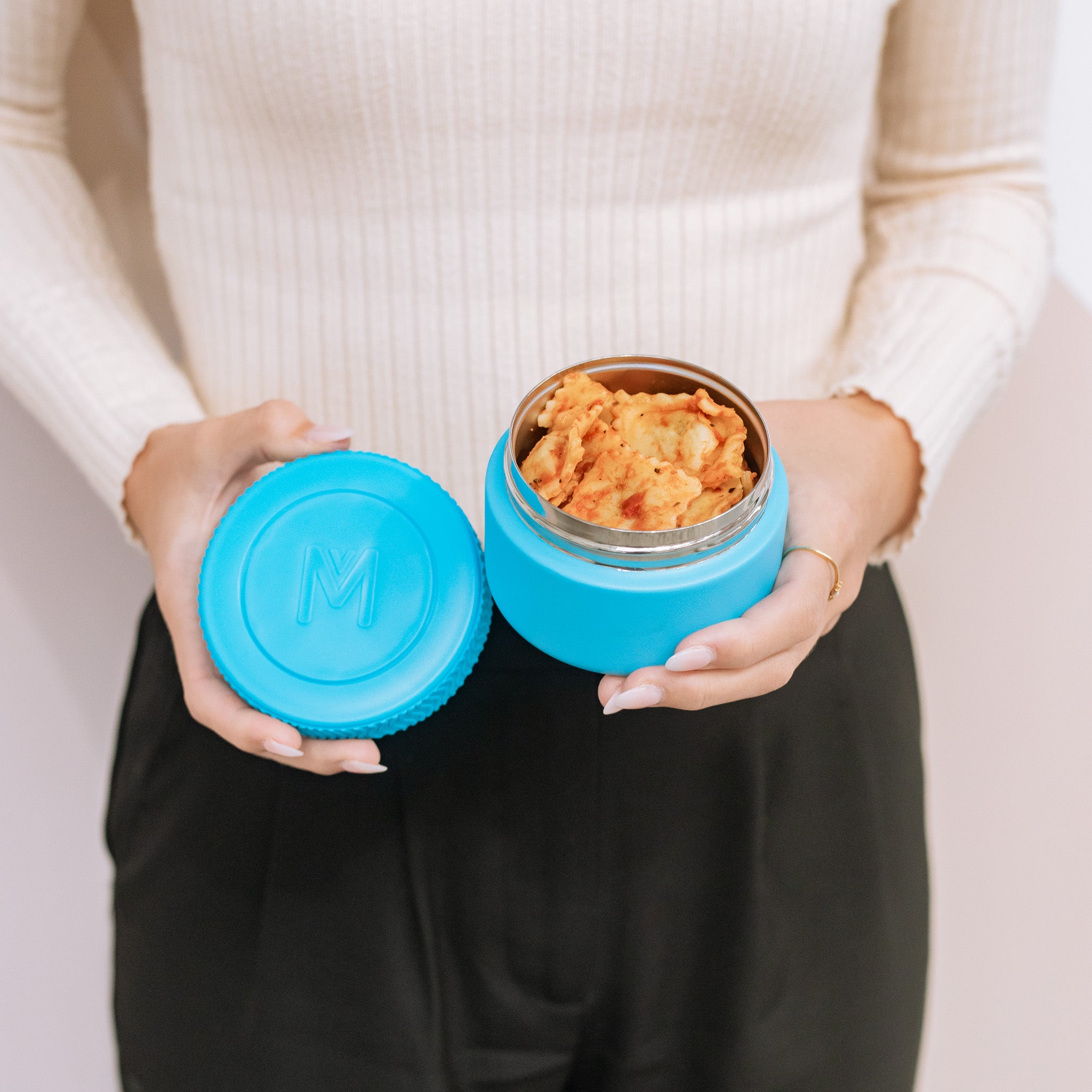 blue insulated food jar