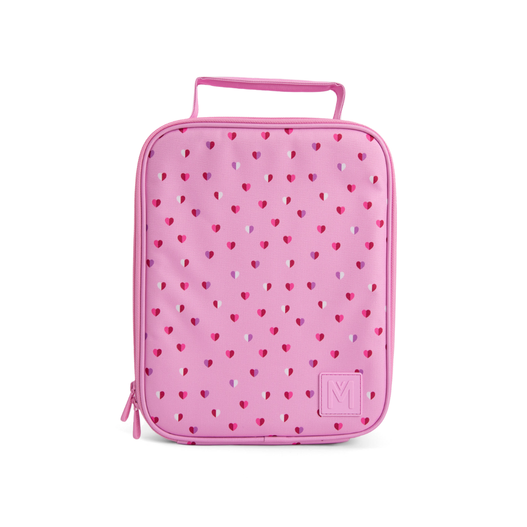 Pink hearts insulated lunch bag