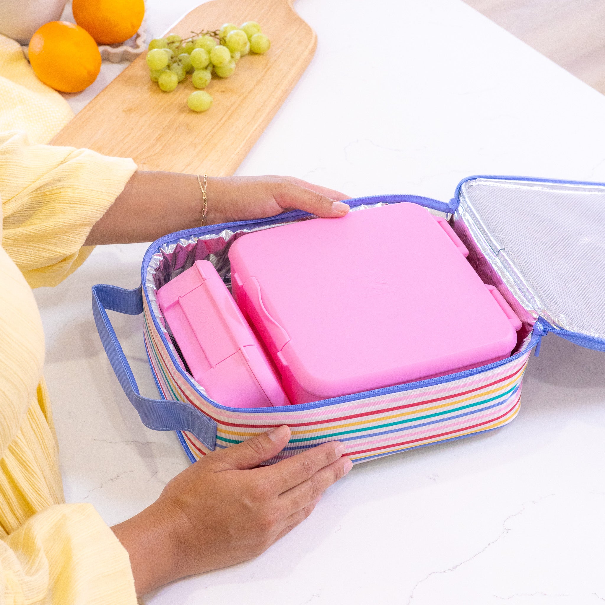 MontiiCo Insulated Lunch Bag (Large) - Fruity Stripe
