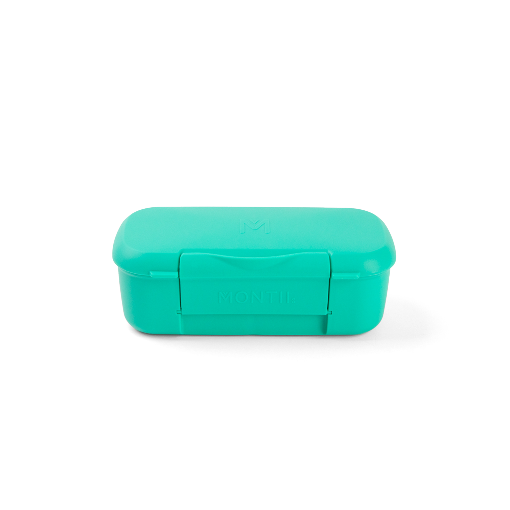 Turquoise rectangular snackbox on a white background