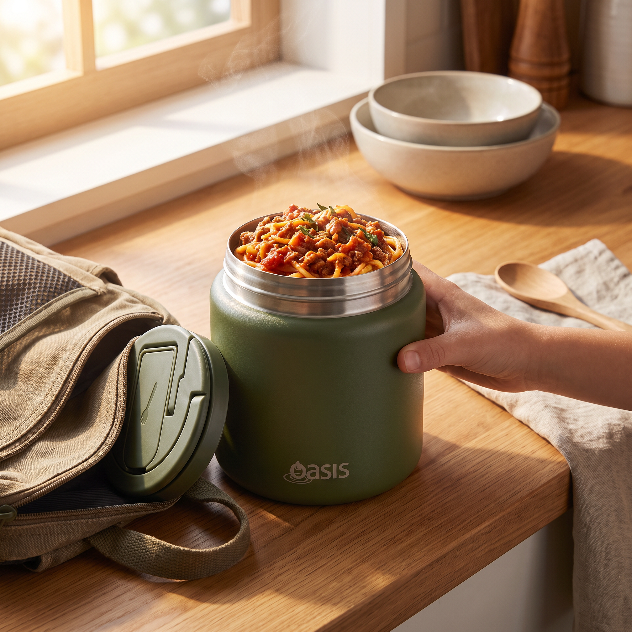 Oasis Stainless Steel Food Jar (700ml) - forest green